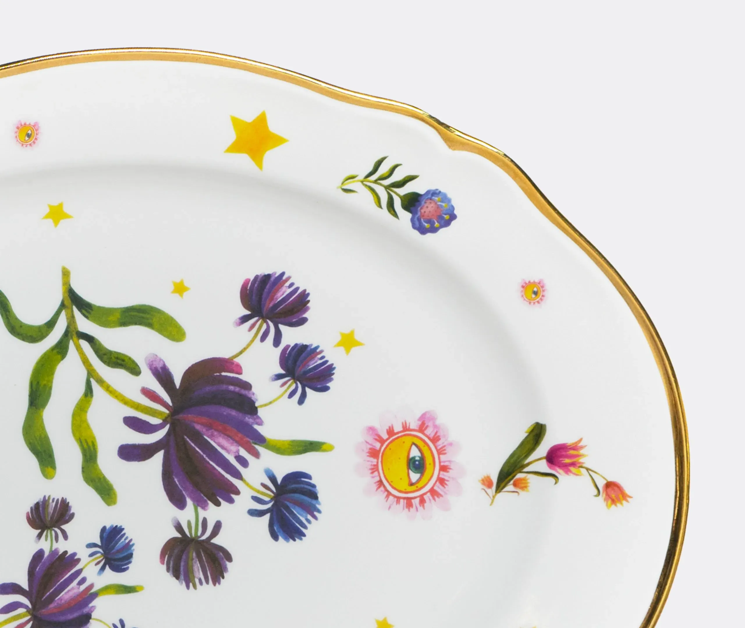 Oval Platter with Gold Rim - Multicolor, Porcelain