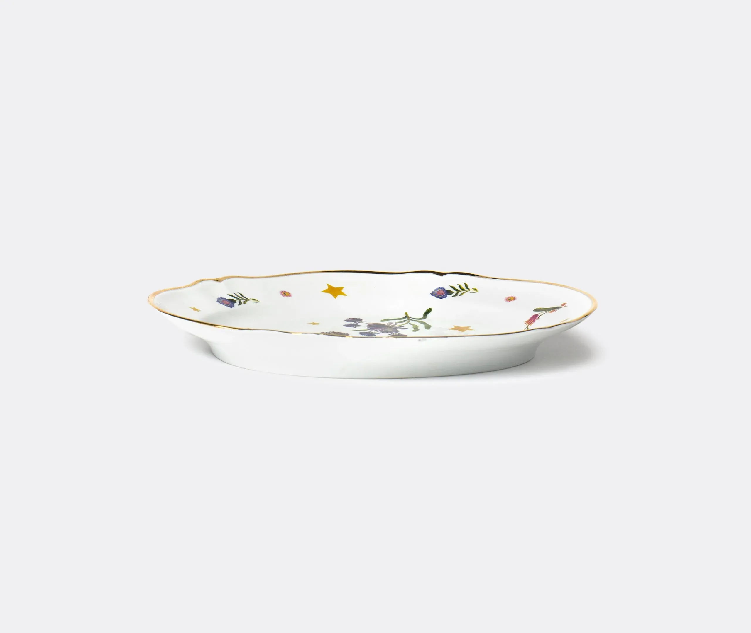 Oval Platter with Gold Rim - Multicolor, Porcelain
