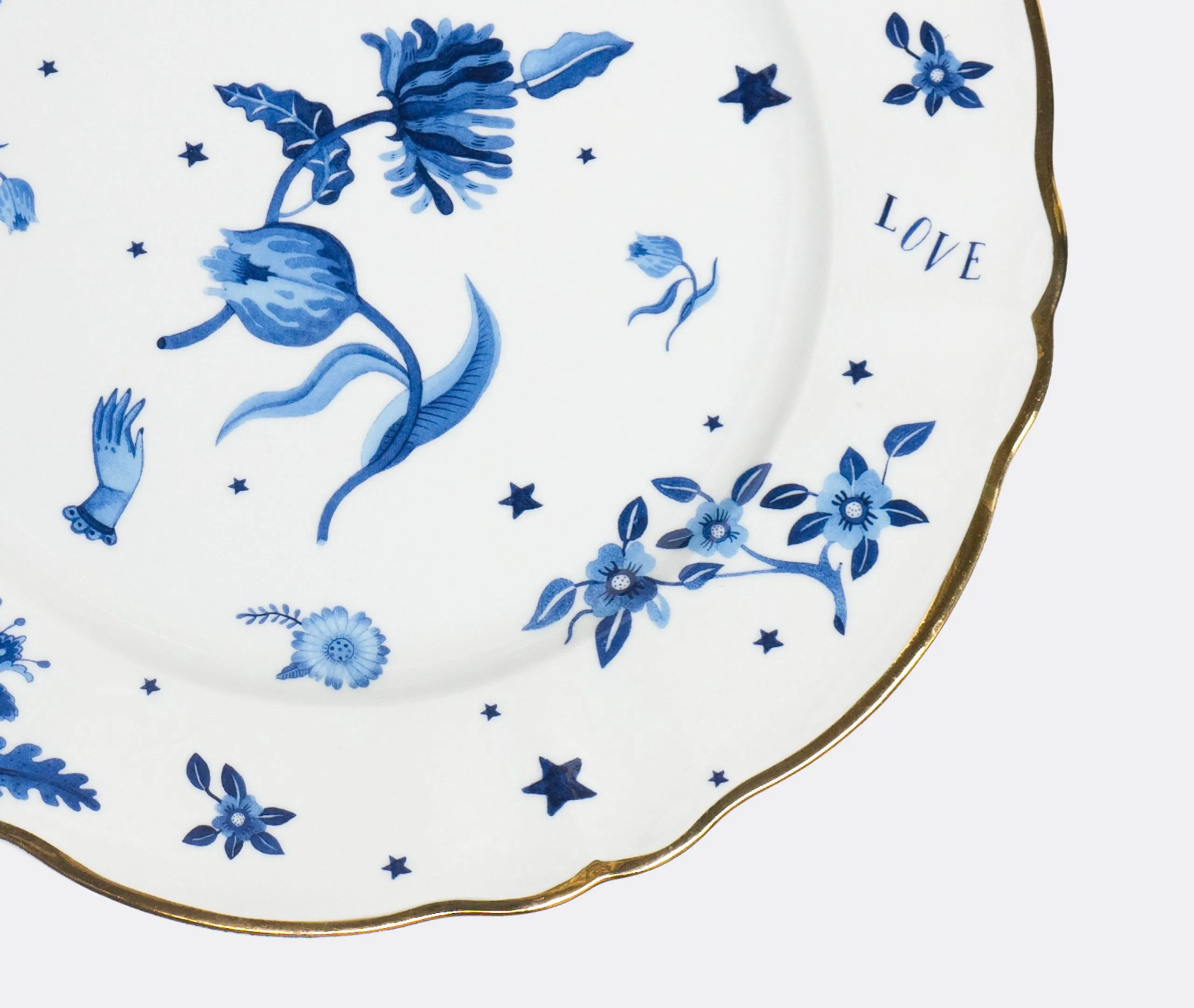 Round Platter with Gold Rim - Multicolor, Porcelain