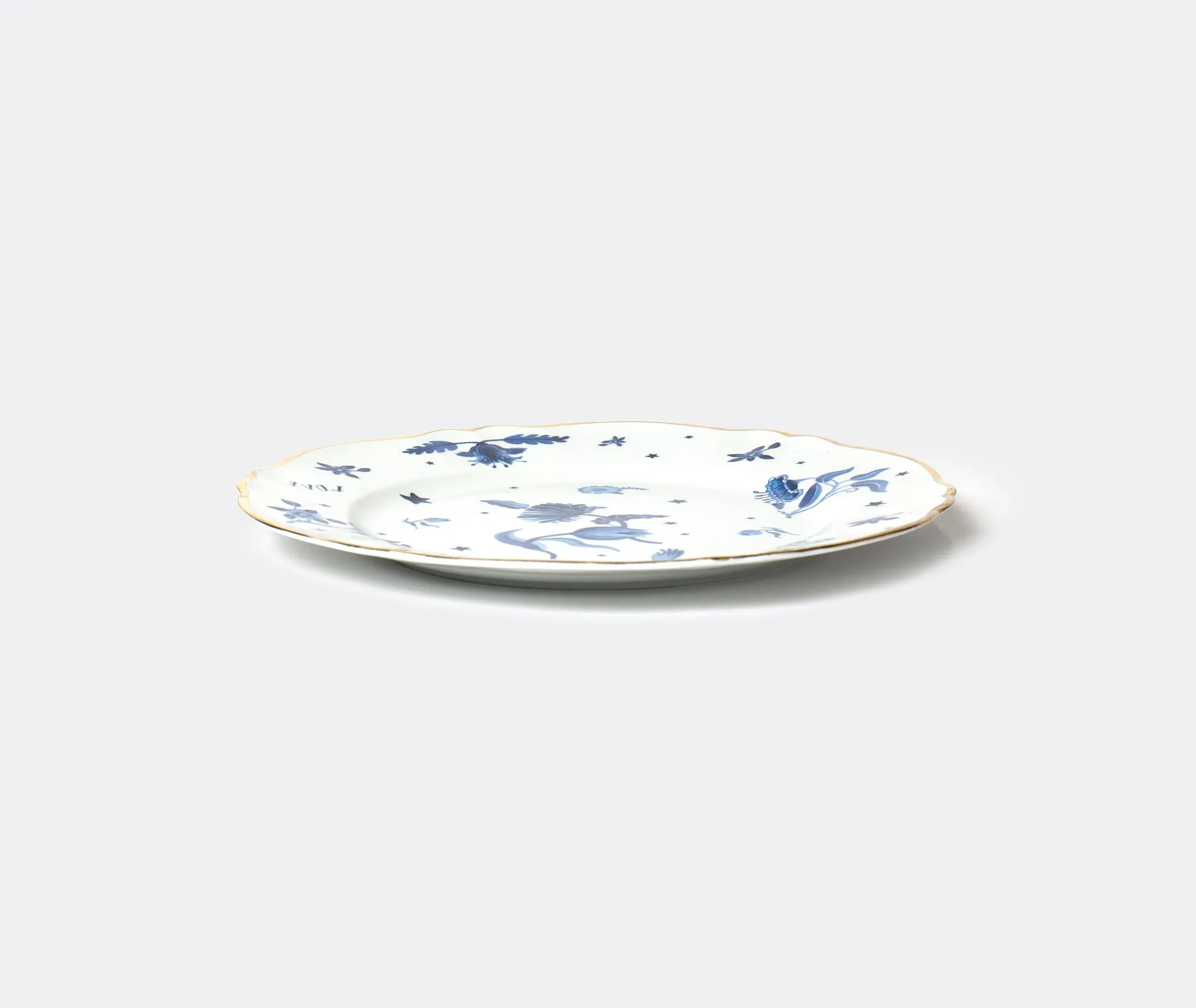 Round Platter with Gold Rim - Multicolor, Porcelain