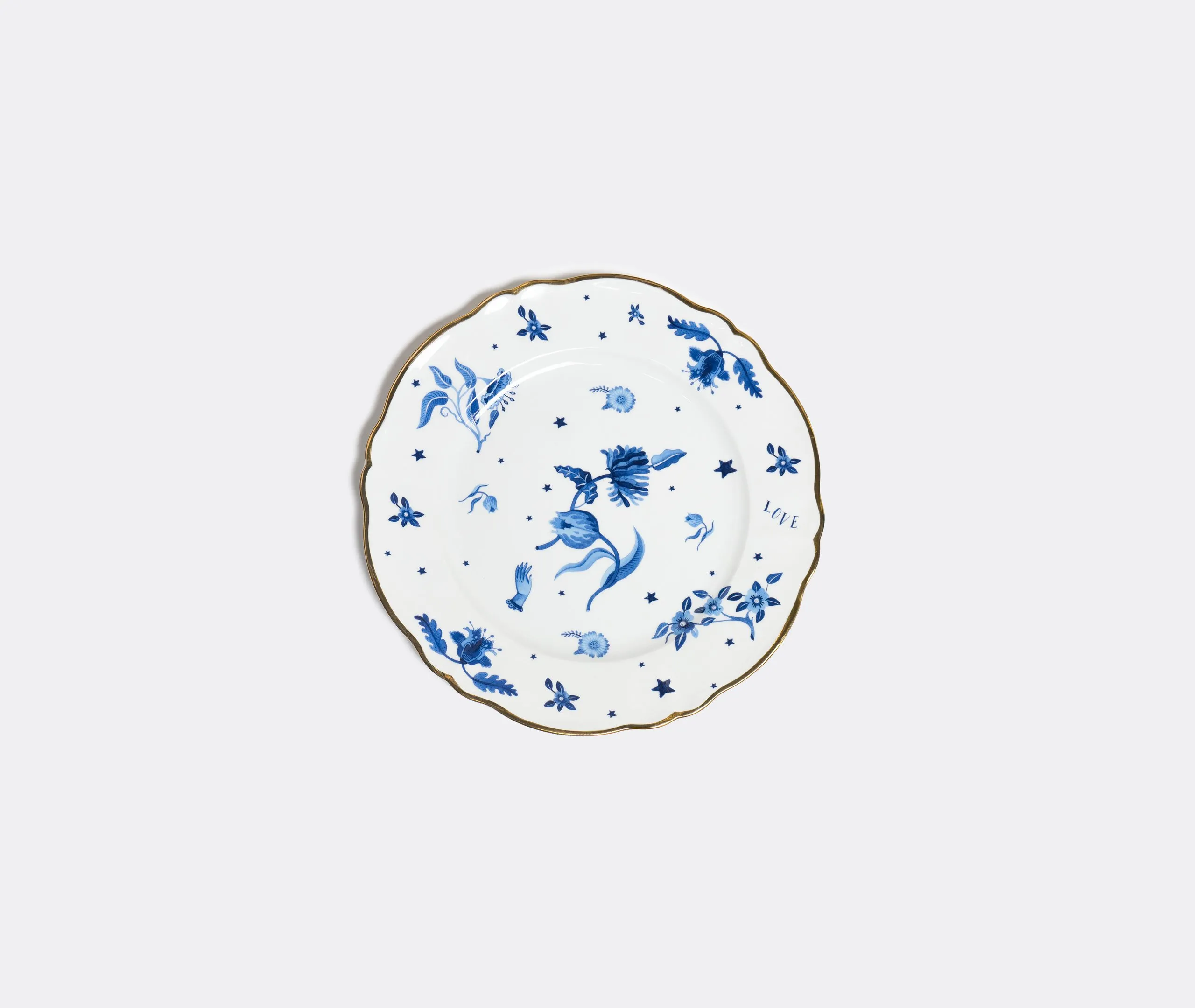 Round Platter with Gold Rim - Multicolor, Porcelain