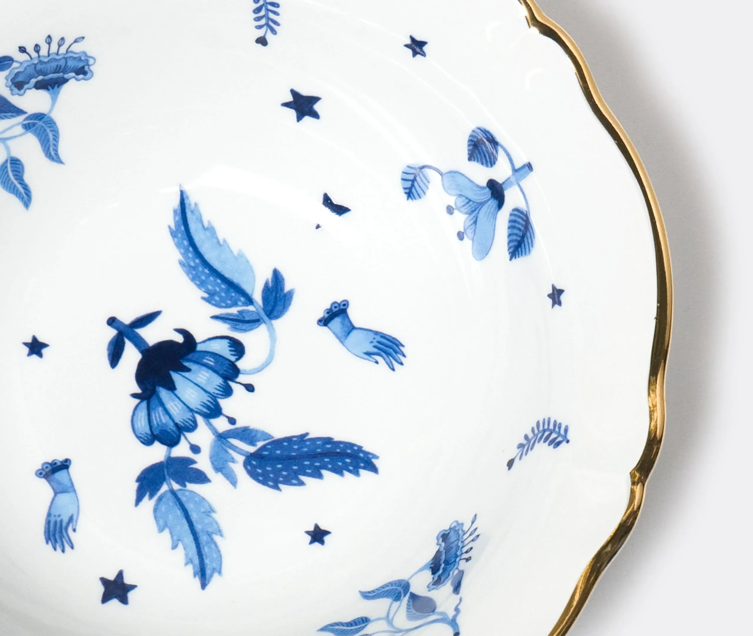 Salad Bowl with Gold Rim - Multicolor, Porcelain