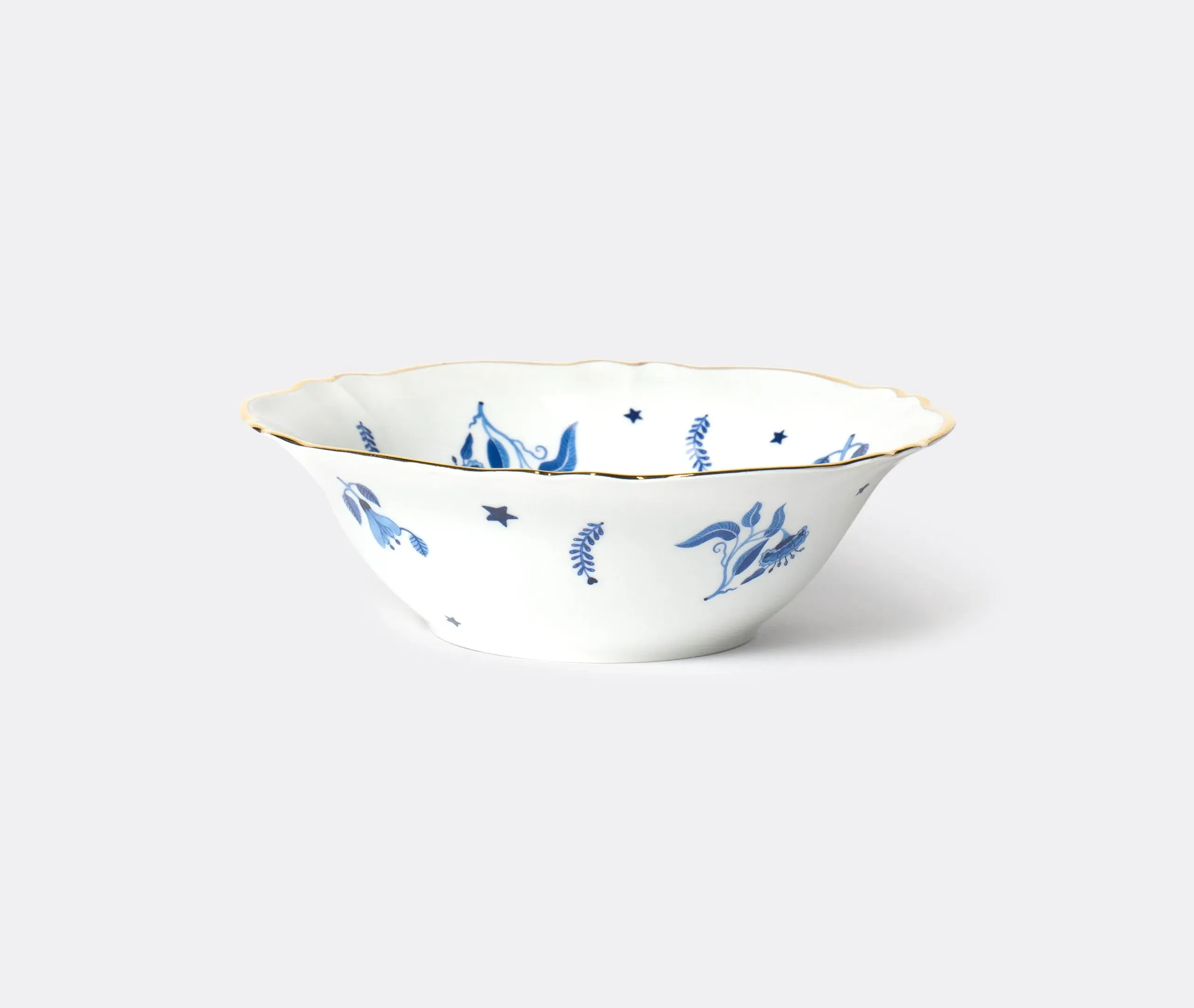 Salad Bowl with Gold Rim - Multicolor, Porcelain