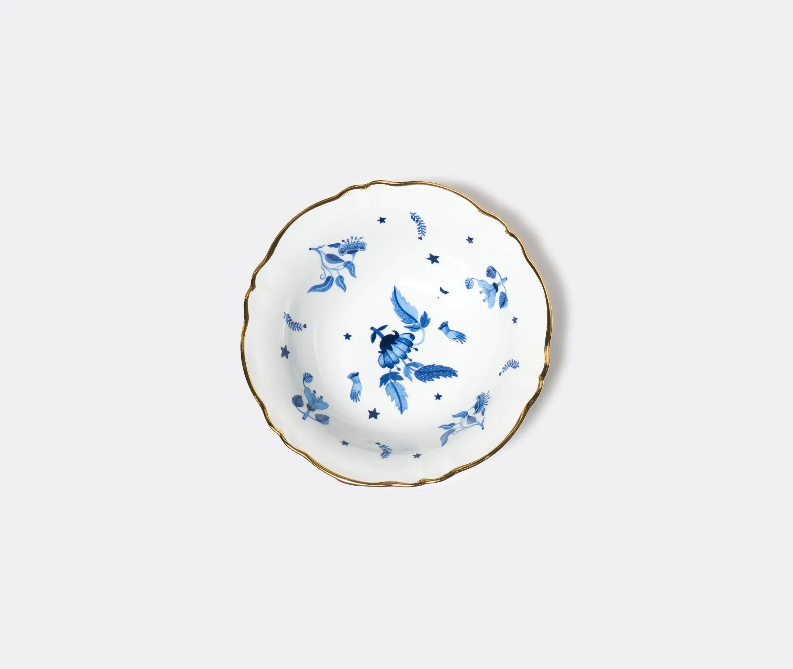 Salad Bowl with Gold Rim - Multicolor, Porcelain