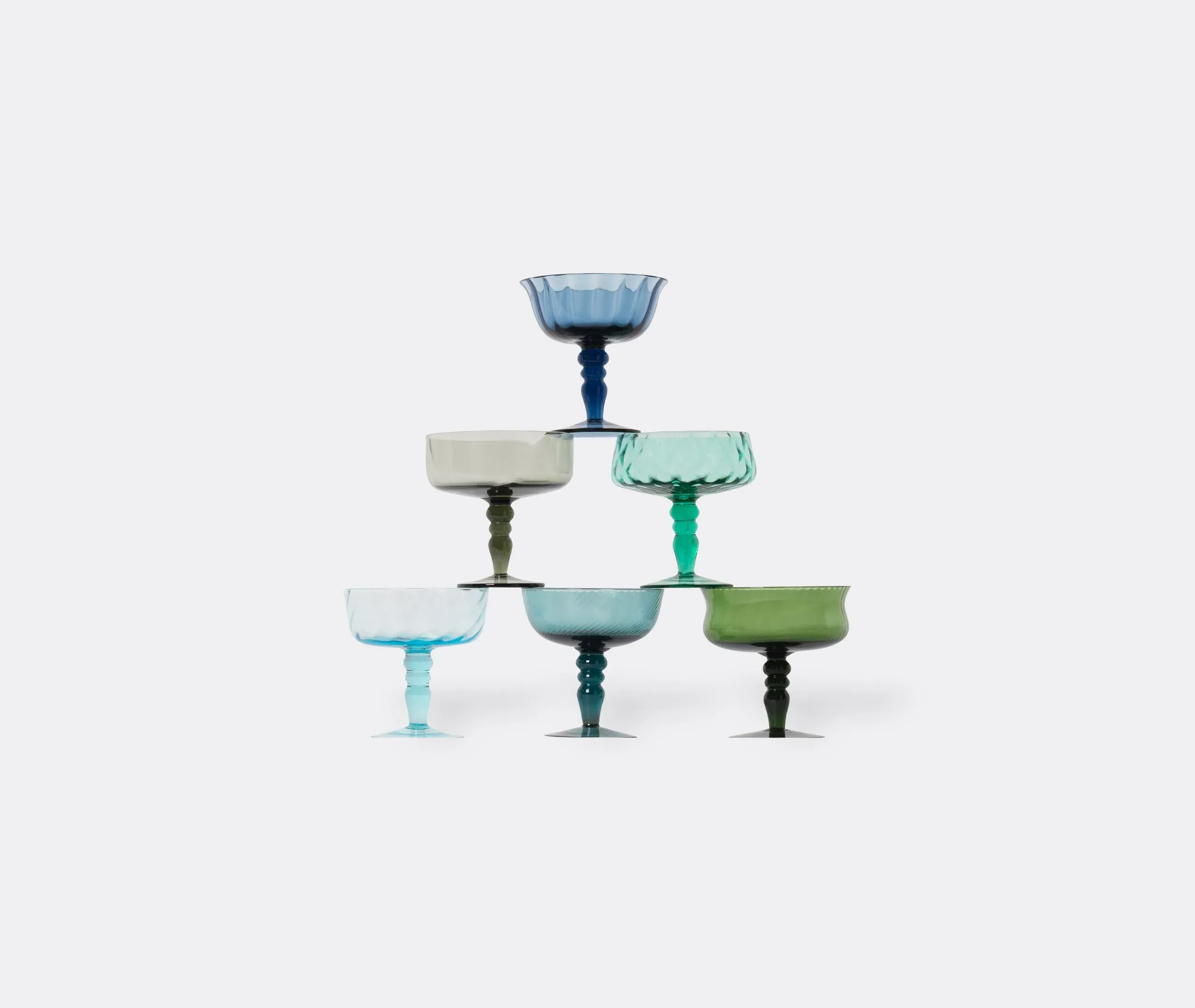 Set of 6 Goblets with Surface Patterns - Multicolor