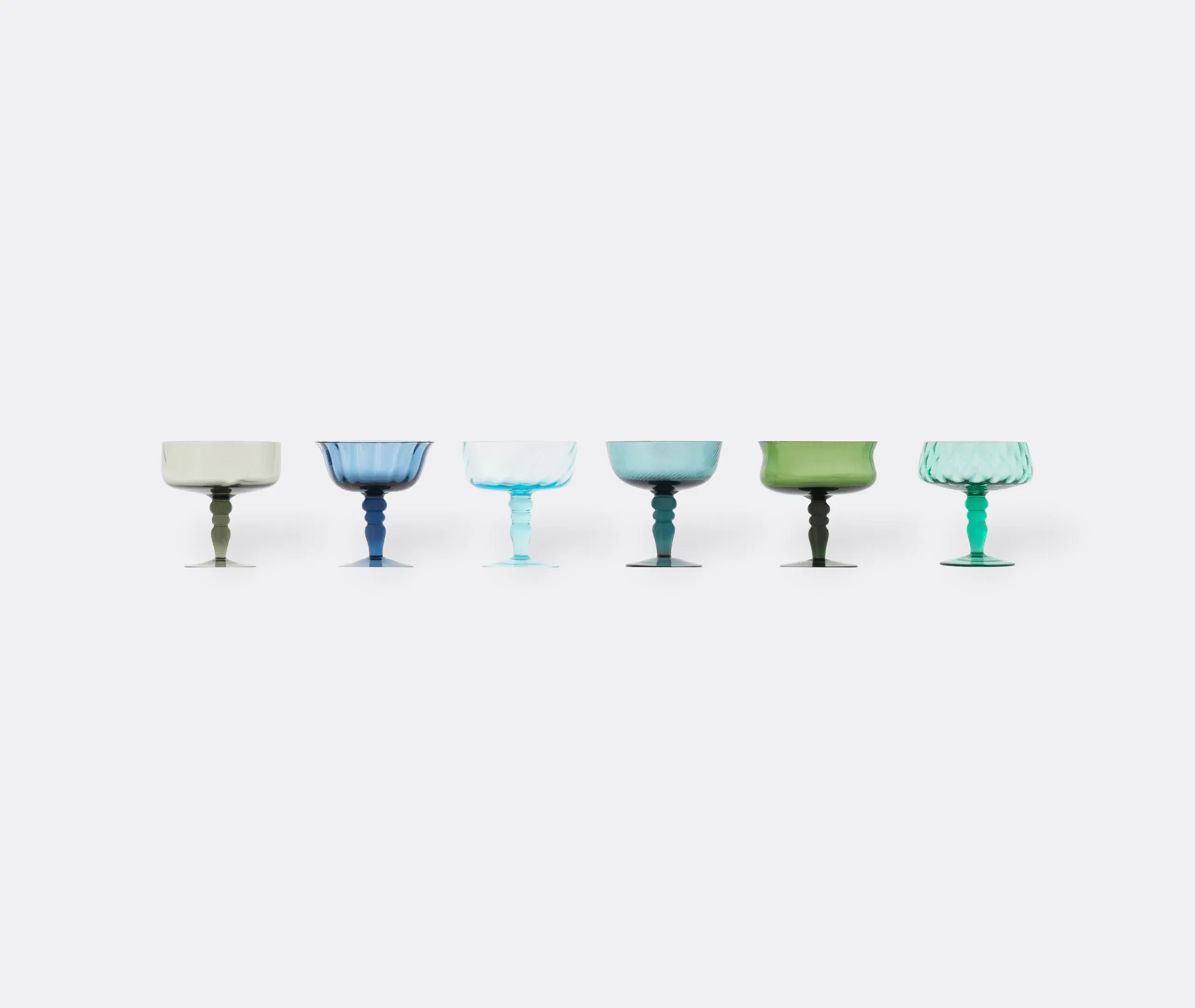 Set of 6 Goblets with Surface Patterns - Multicolor