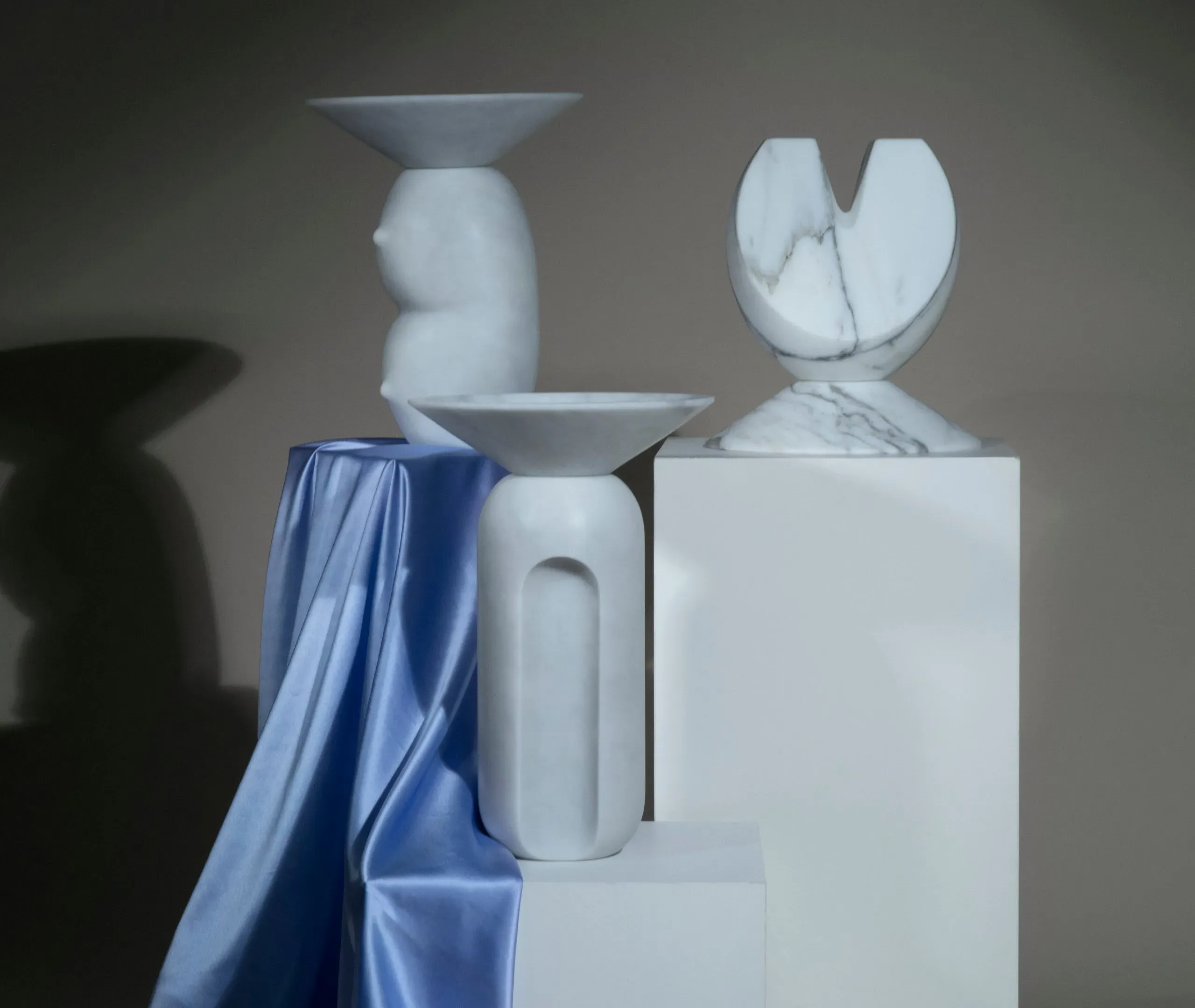 Clelia Vase - White, Carrara Marble