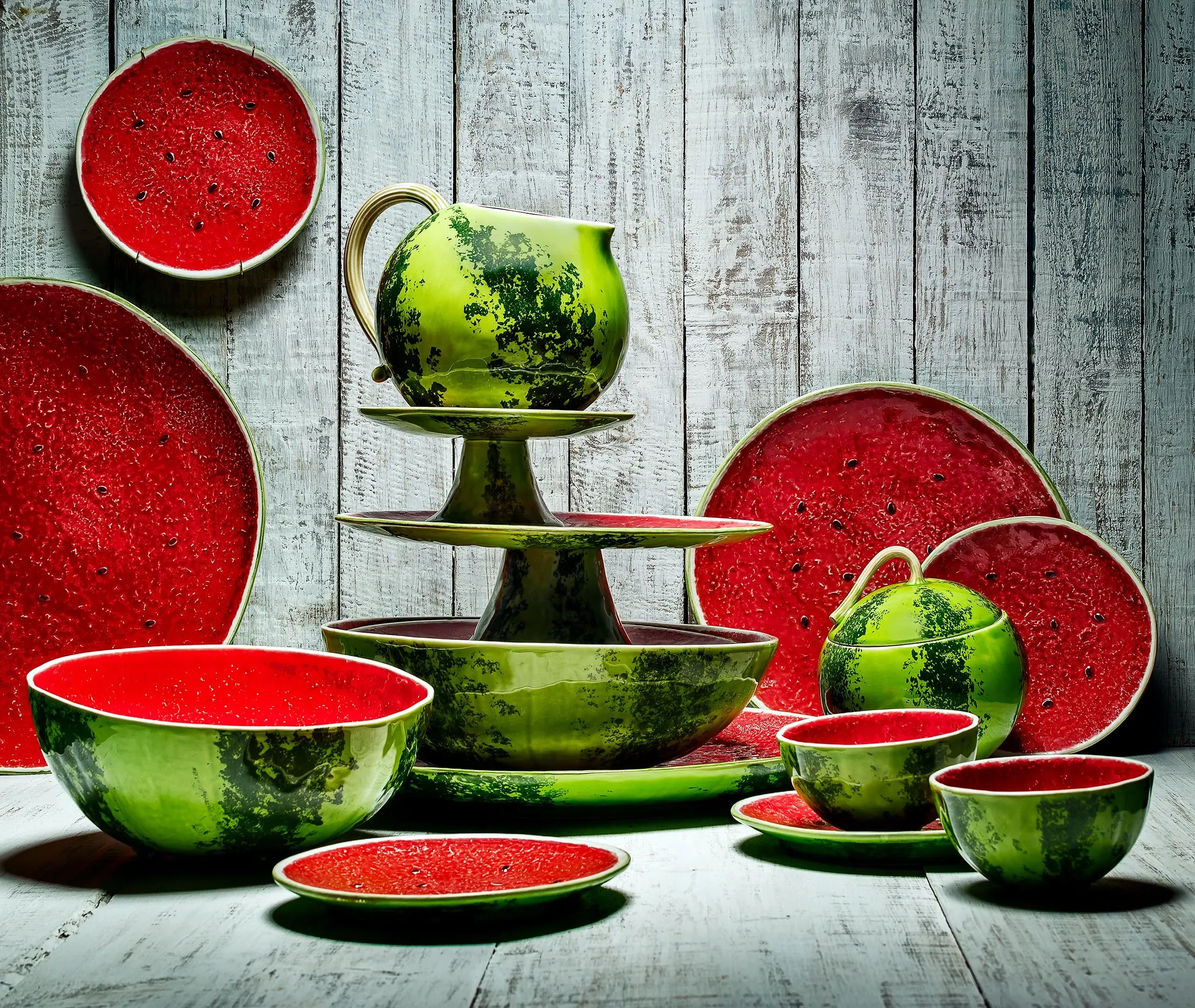 2.5L Pitcher Watermelon Design - Multicolour, Earthenware