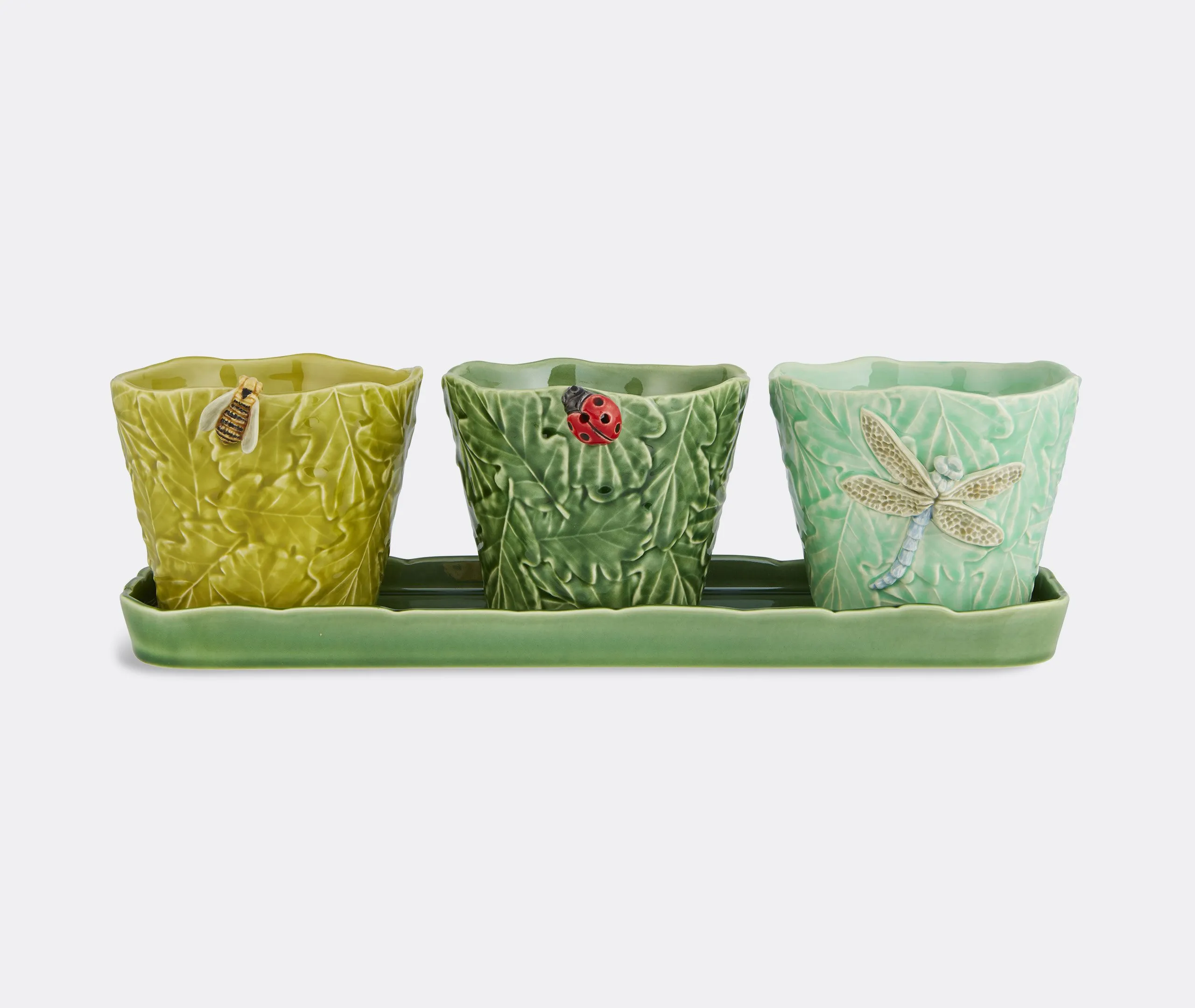 3-Piece Vase Set with Flying Insects - Multicolour