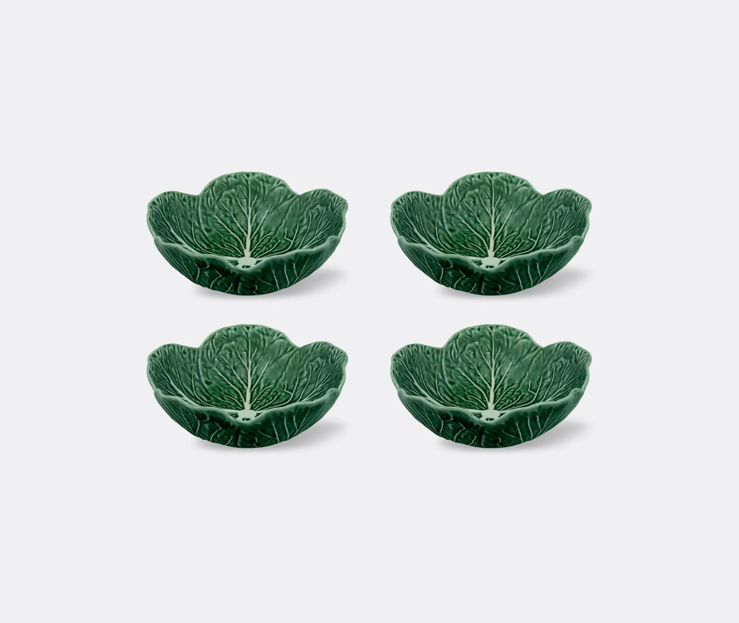 4-Piece Bowl Set Cabbage Design - Green, Ceramic image