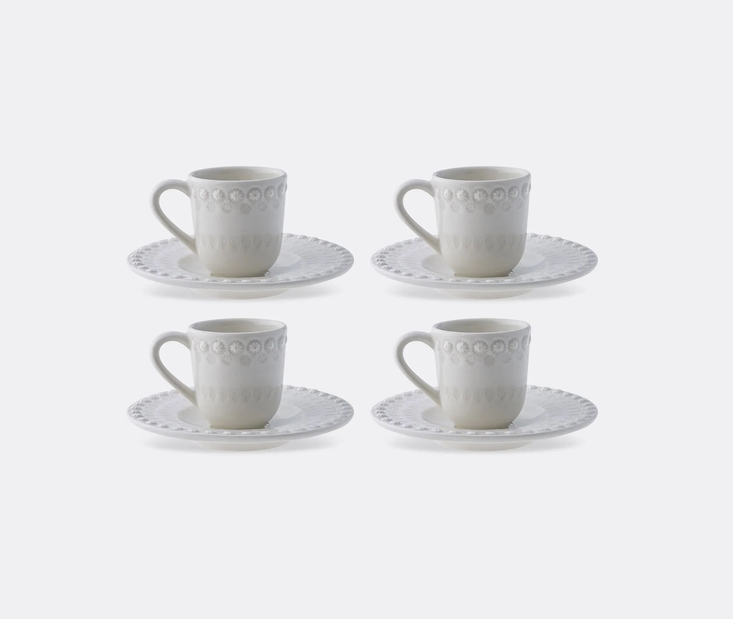 4-Piece Coffee Cup Set with Saucers - Ivory image