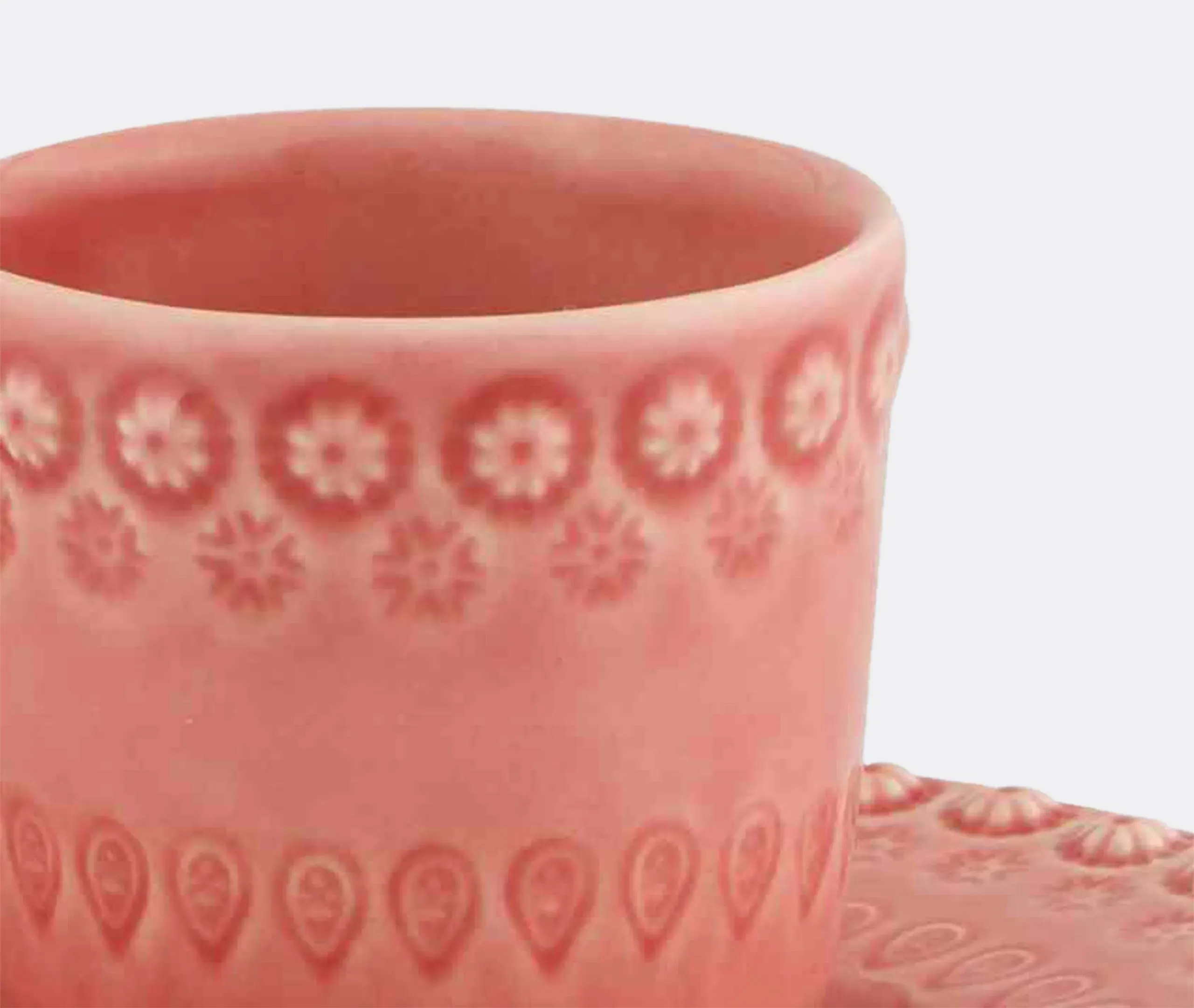 4-Piece Coffee Cup Set with Saucers - Pink