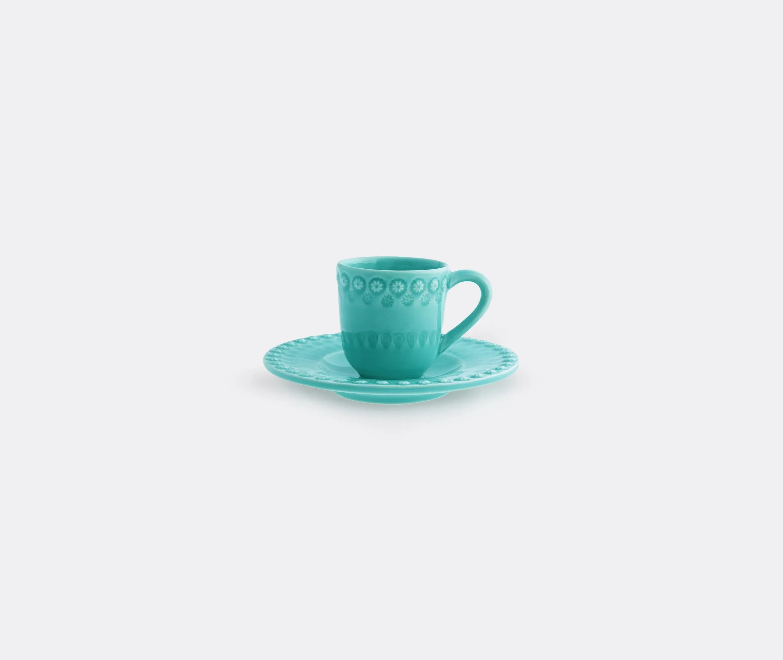 4-Piece Coffee Cup Set with Saucers - Turquoise