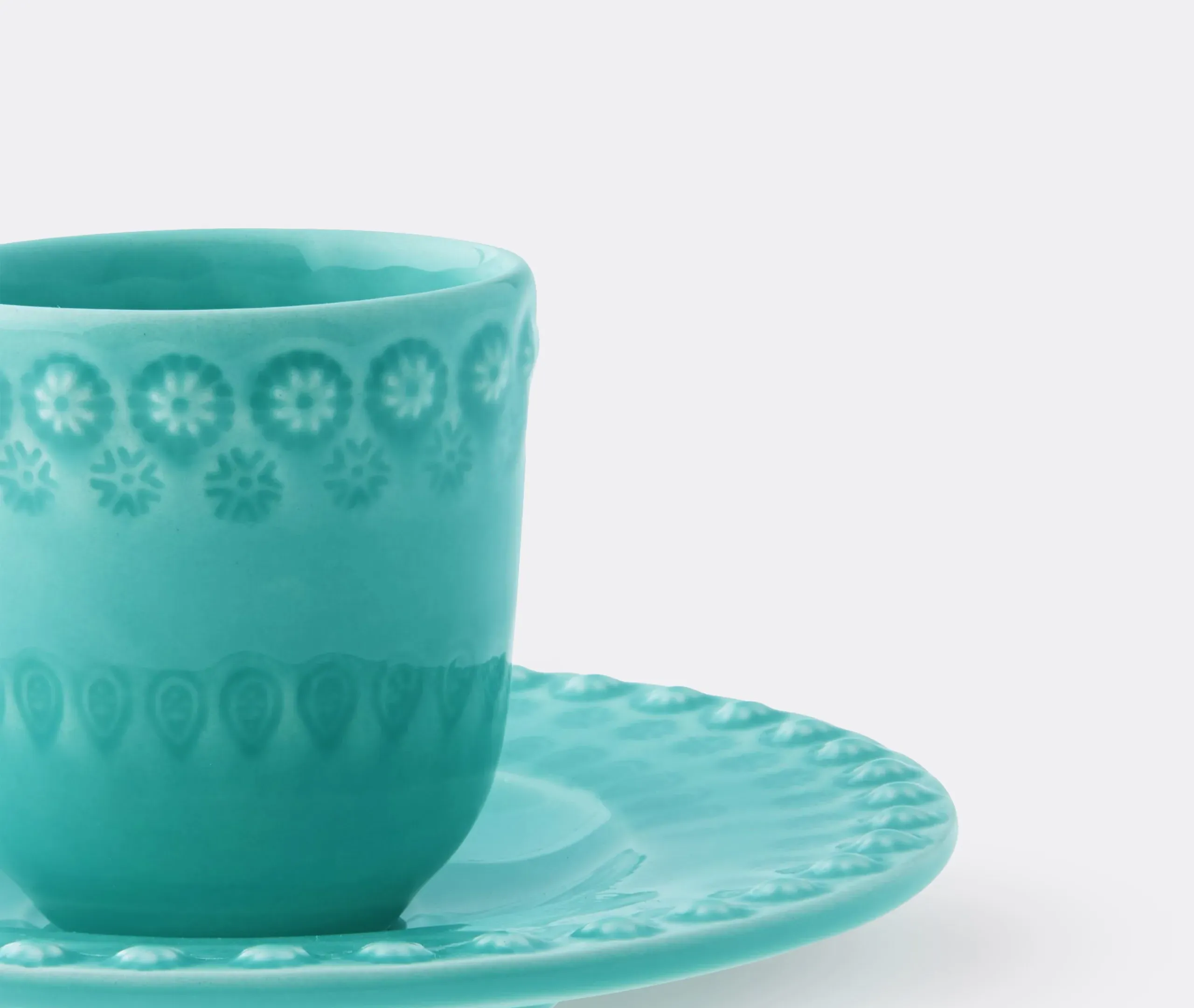 4-Piece Coffee Cup Set with Saucers - Turquoise