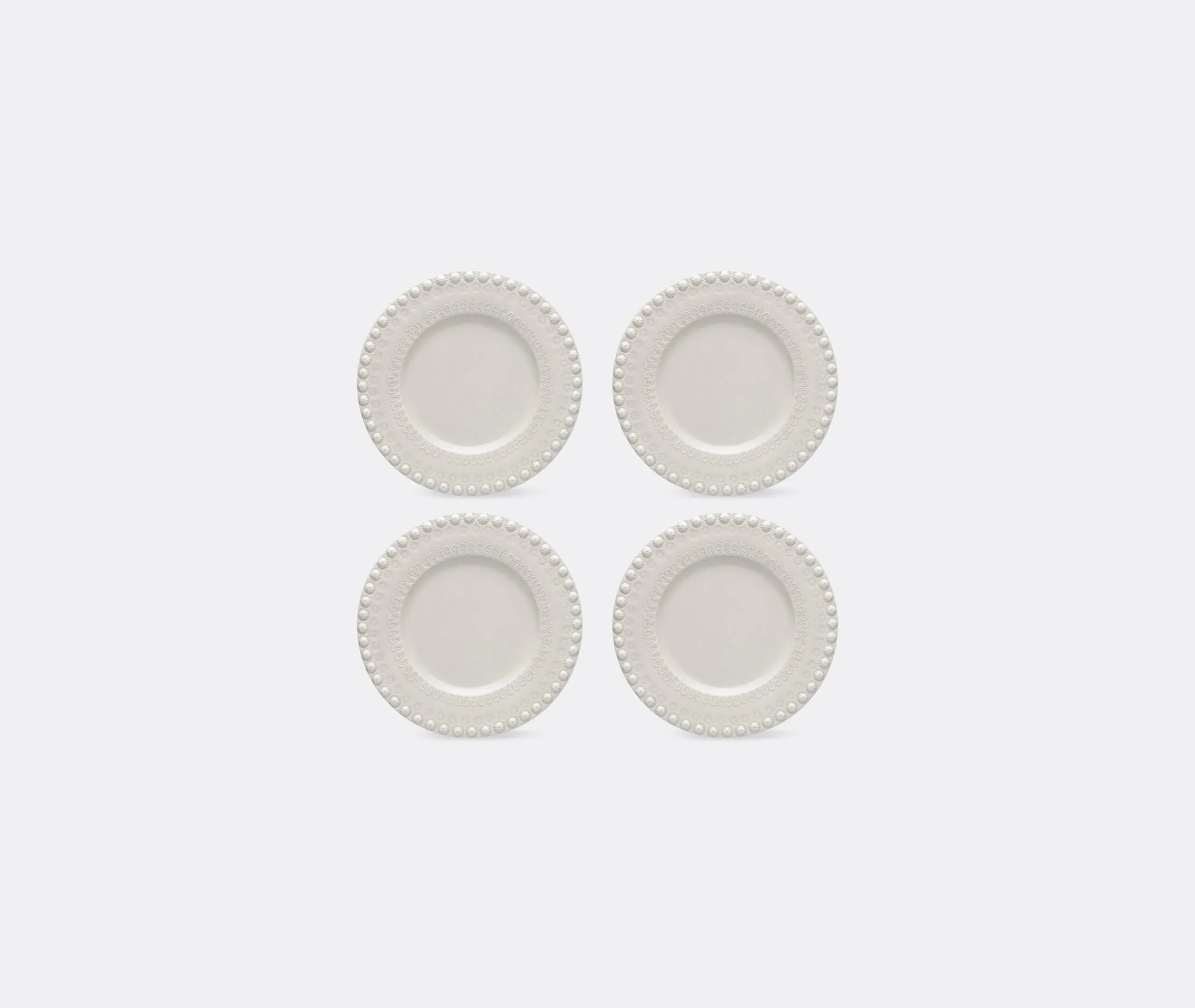 4-Piece Dessert Plate Set - Ivory, Earthenware image