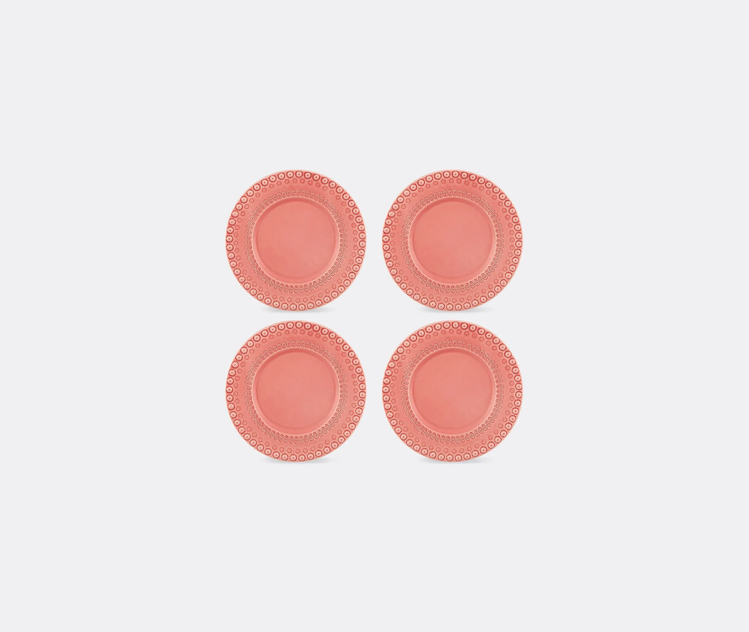 4-Piece Dessert Plate Set - Pink, Earthenware