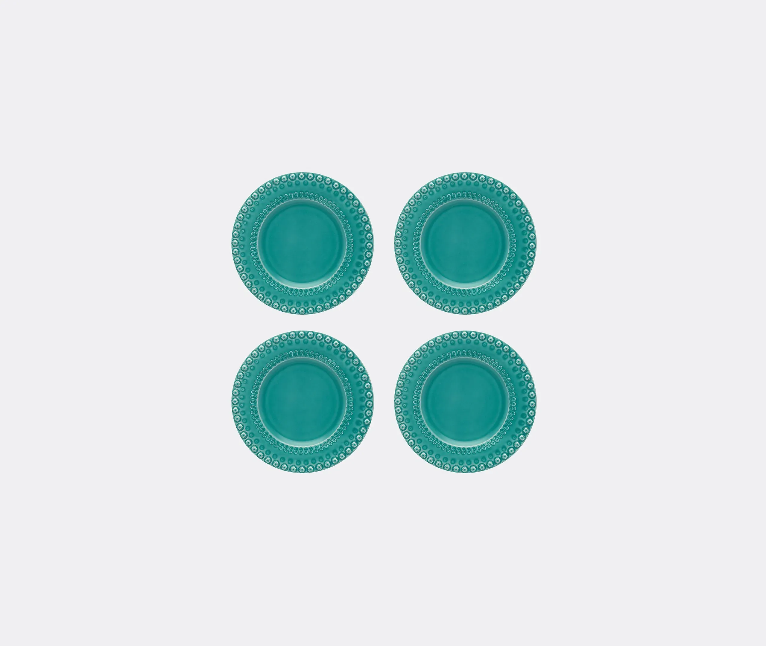 4-Piece Dessert Plate Set - Turquoise, Earthenware