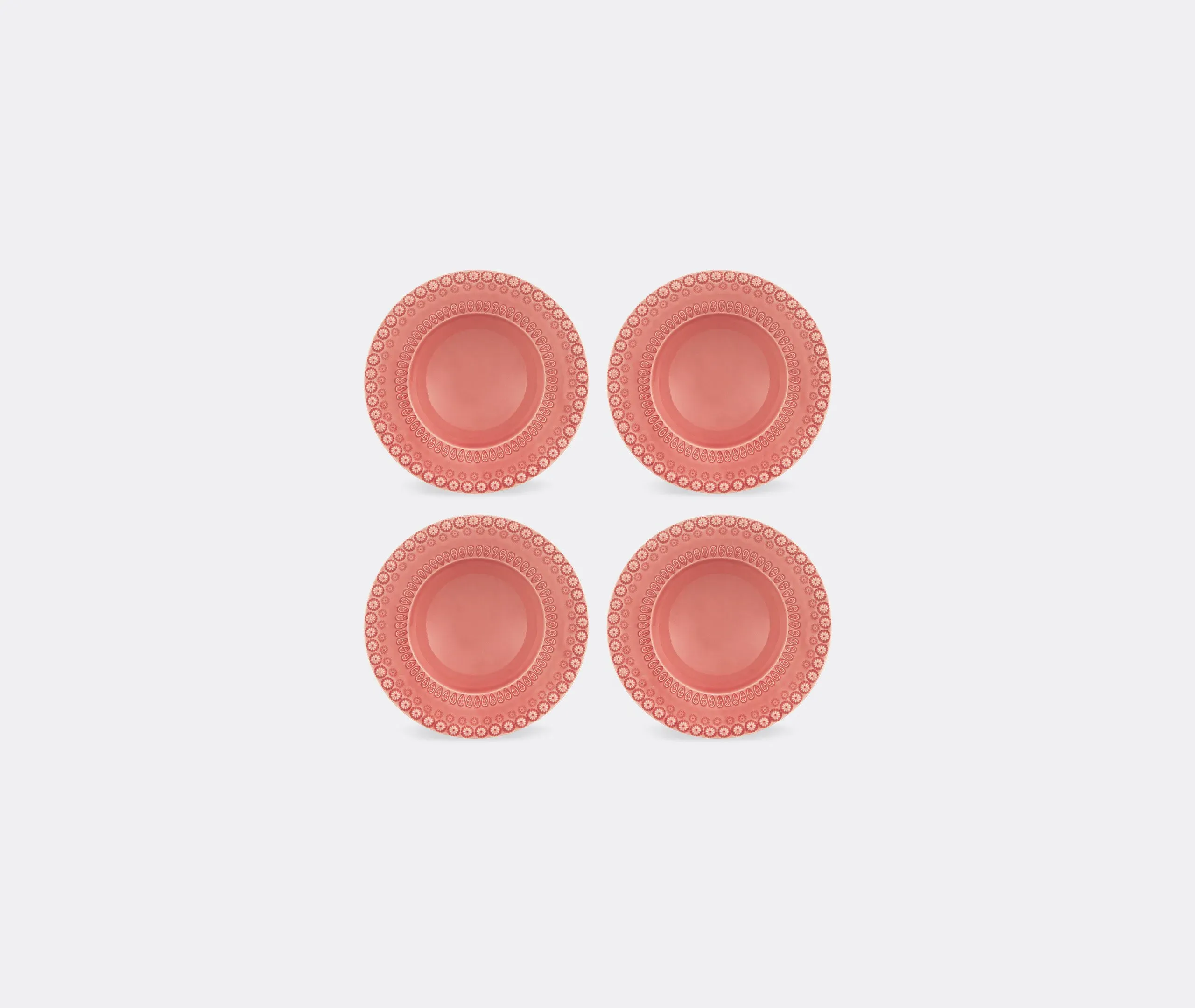 4-Piece Soup Plate Set - Pink, Earthenware
