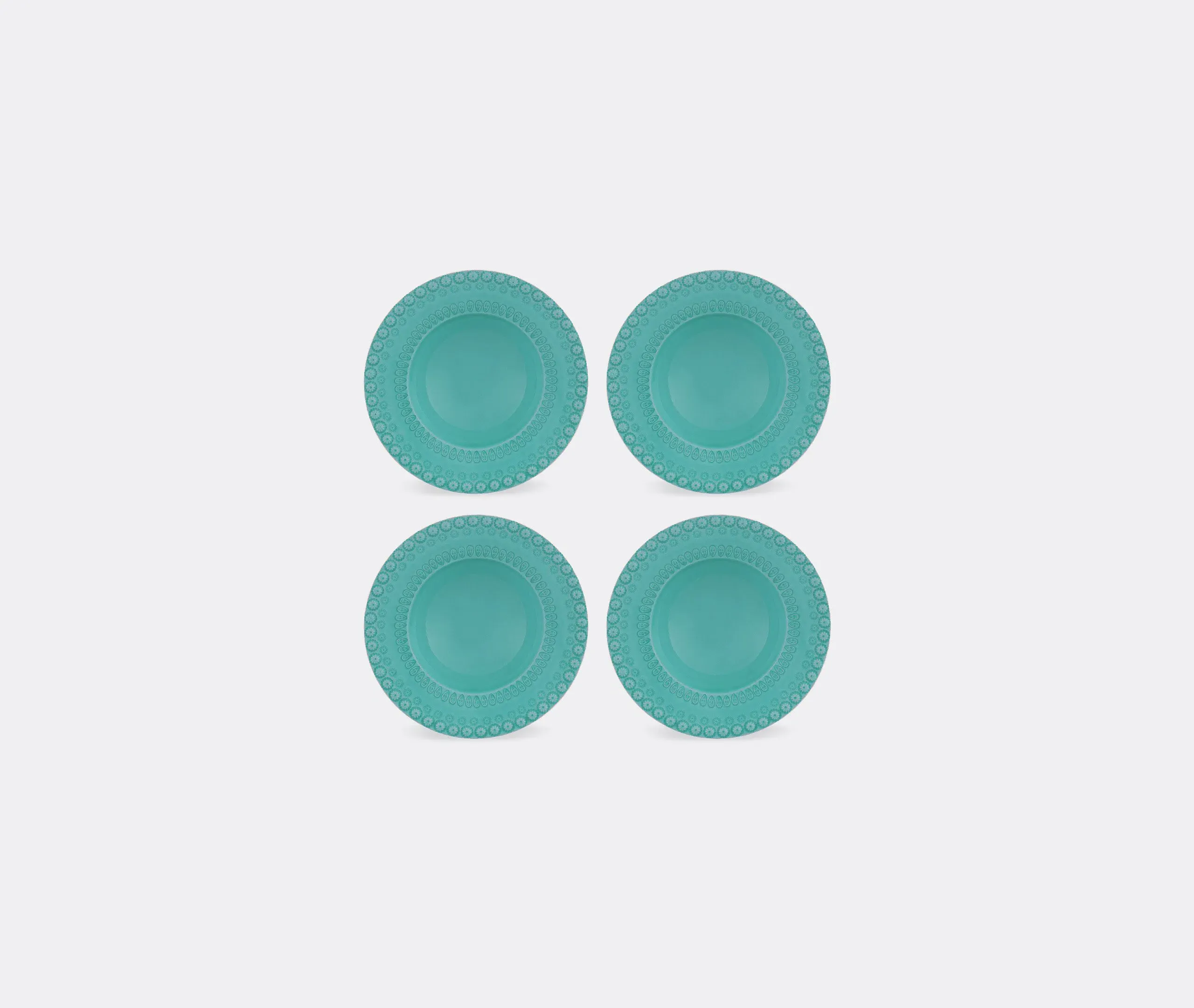 4-Piece Soup Plate Set - Turquoise, Earthenware