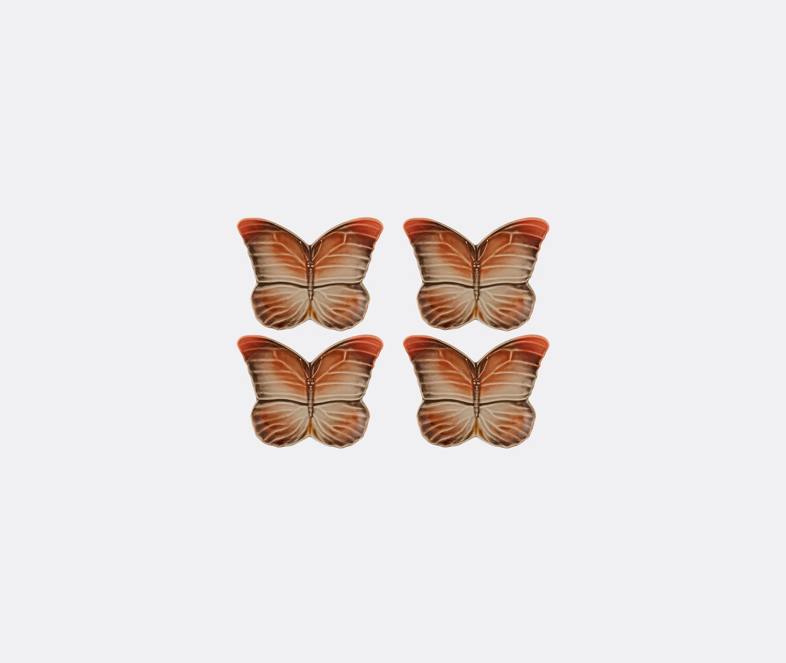 Butterfly Bread Plates Set of 4 - Pink, Ceramic