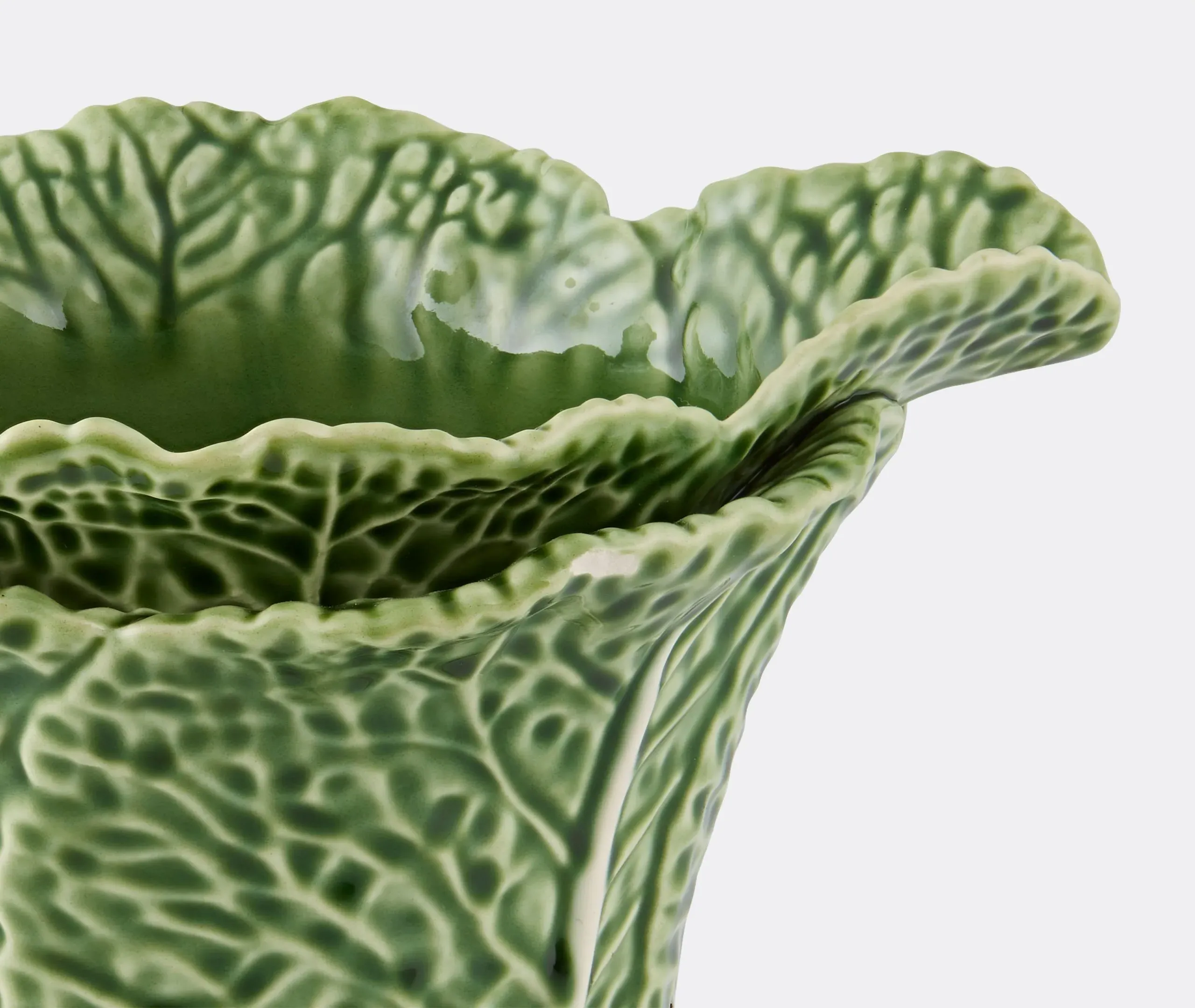 Cabbage Pitcher with Handle - Green, Ceramic
