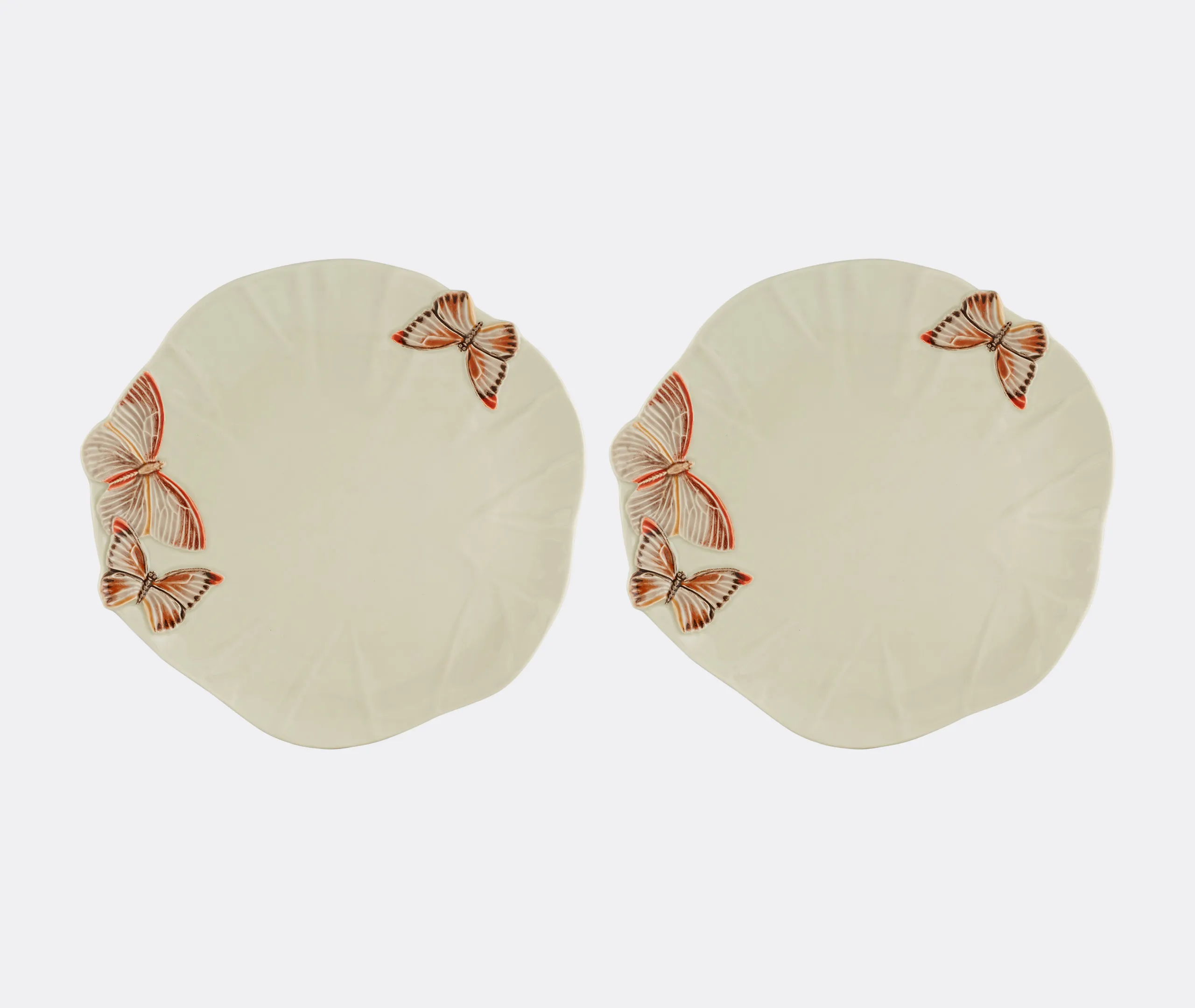 Cloudy Butterflies Charger Plate Set of Two - Pink, Ceramic