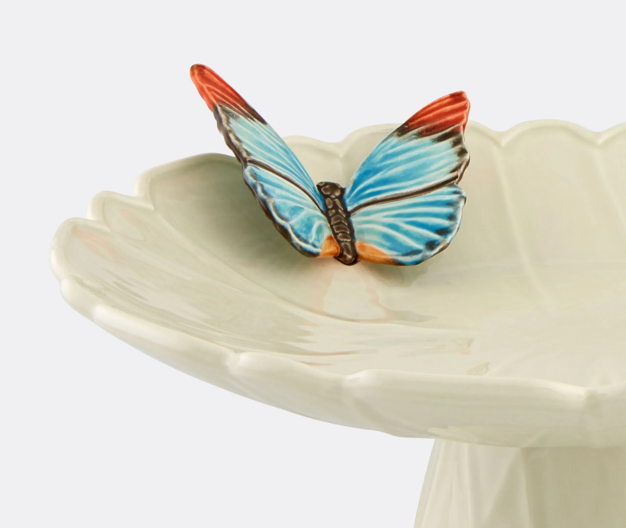Cloudy Butterflies Stand with Foot - Light Blue, Ceramic