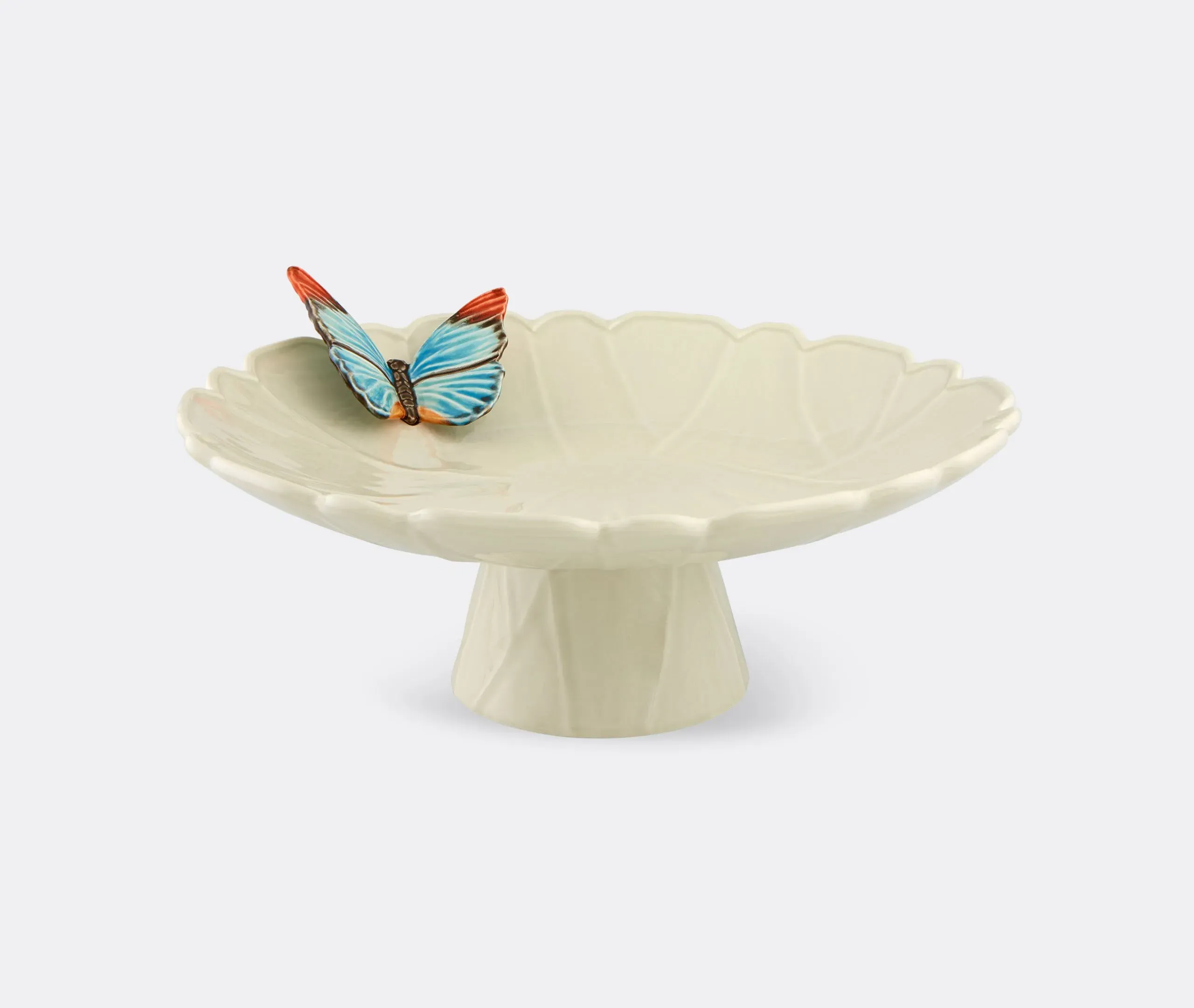 Cloudy Butterflies Stand with Foot - Light Blue, Ceramic