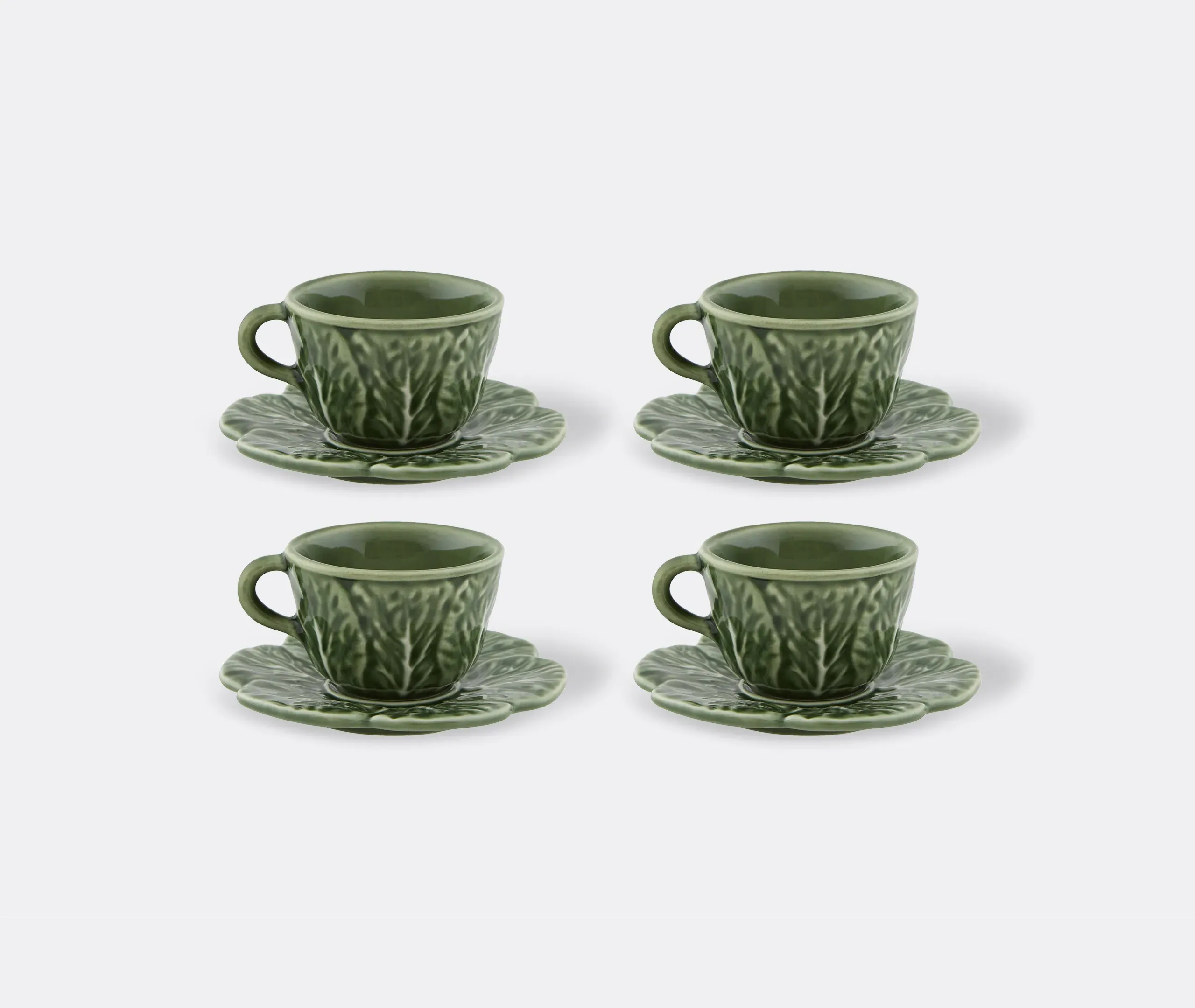 Couve Coffee Cup and Saucer Set of Four - Green, Ceramic