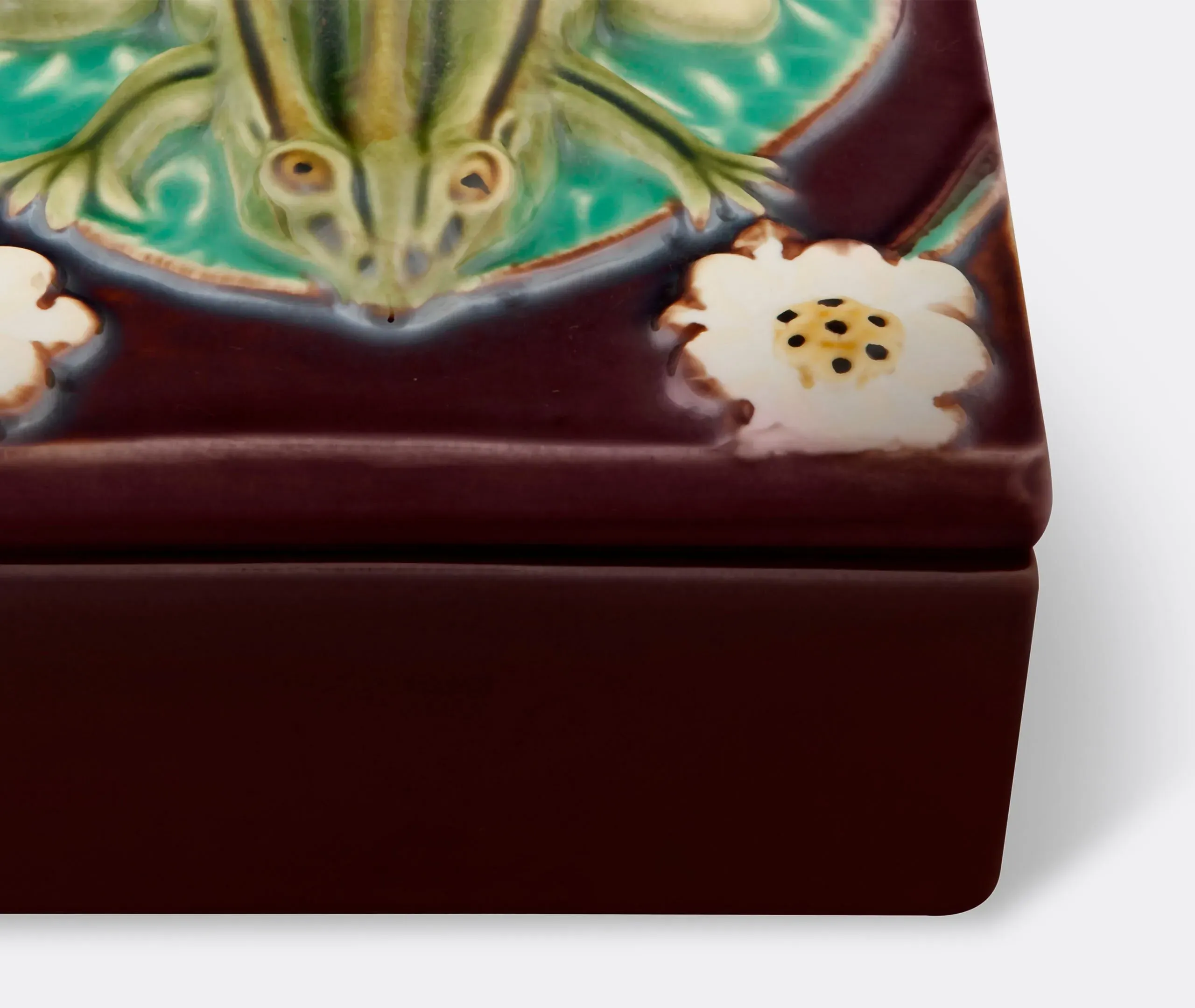 Decorative Box with Frog Lid - Multicolour, Ceramic