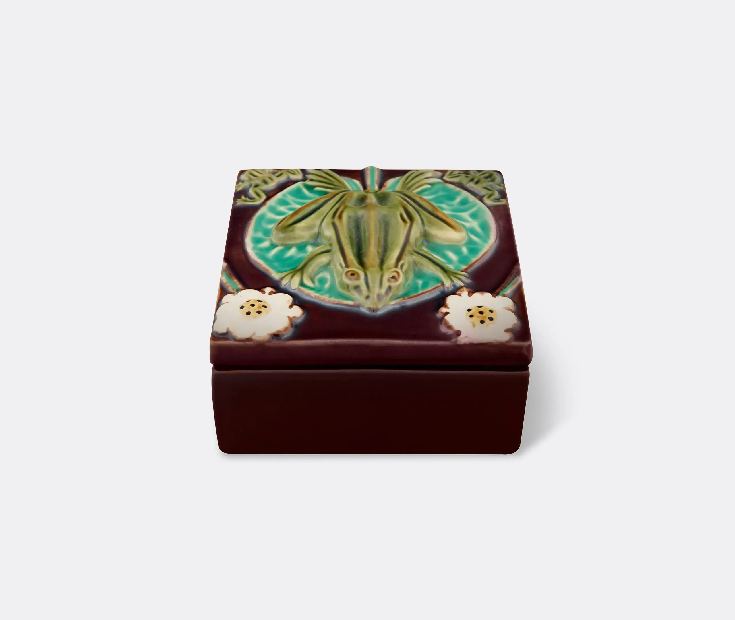 Decorative Box with Frog Lid - Multicolour, Ceramic