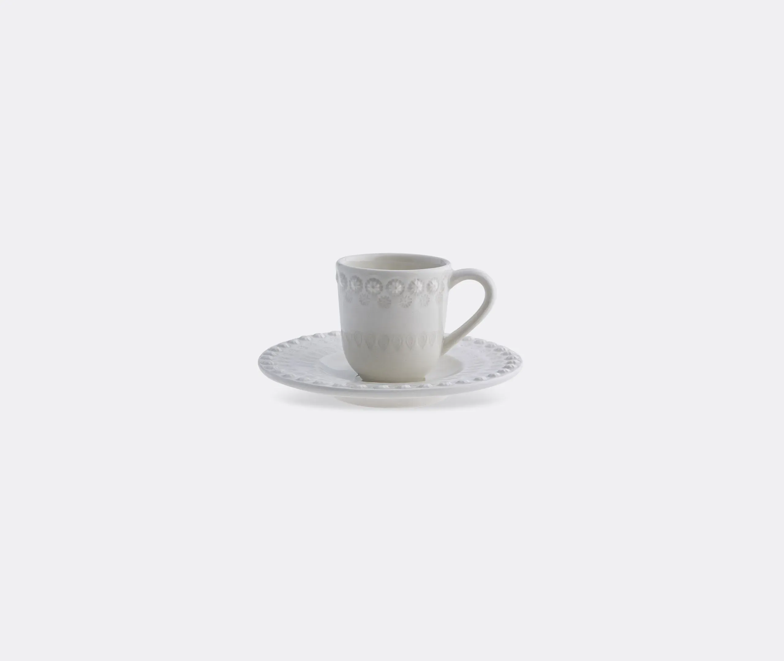 Fantasia Coffee Cup and Saucer Set of Four - Ivory, Earthenware