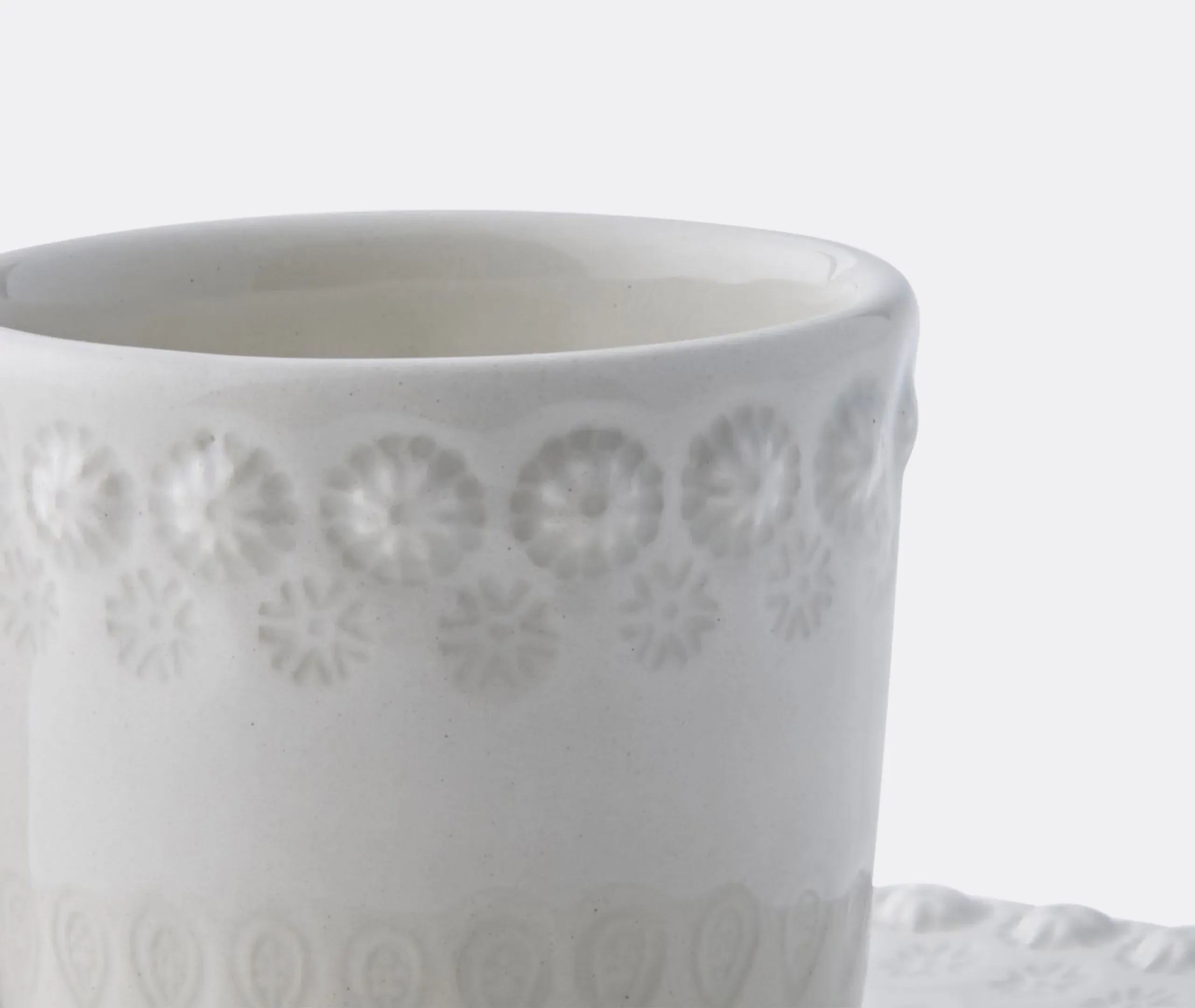 Fantasia Coffee Cup and Saucer Set of Four - Ivory, Earthenware