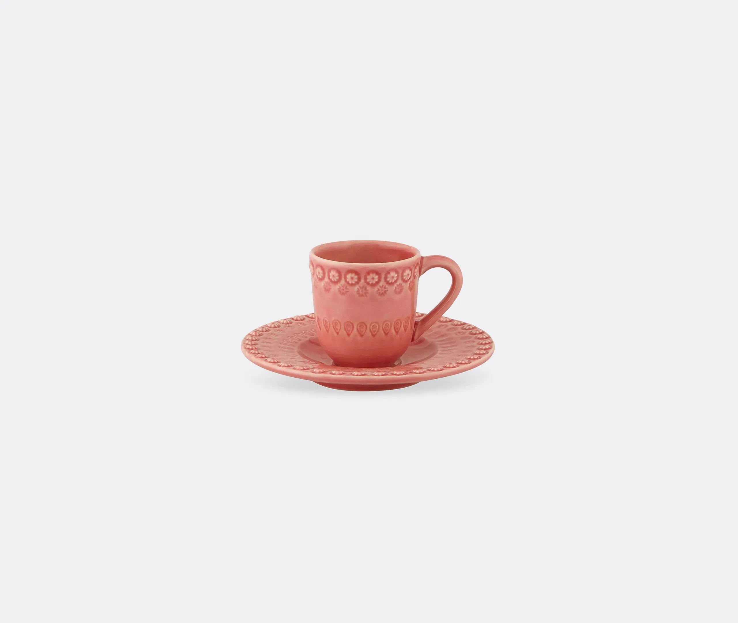 Fantasia Coffee Cup and Saucer Set of Four - Pink, Earthenware