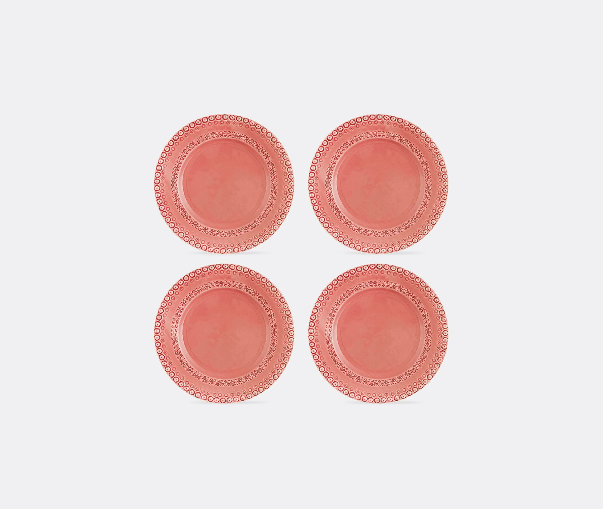 Fantasia Dinner Plate Set of Four - Pink, Earthenware