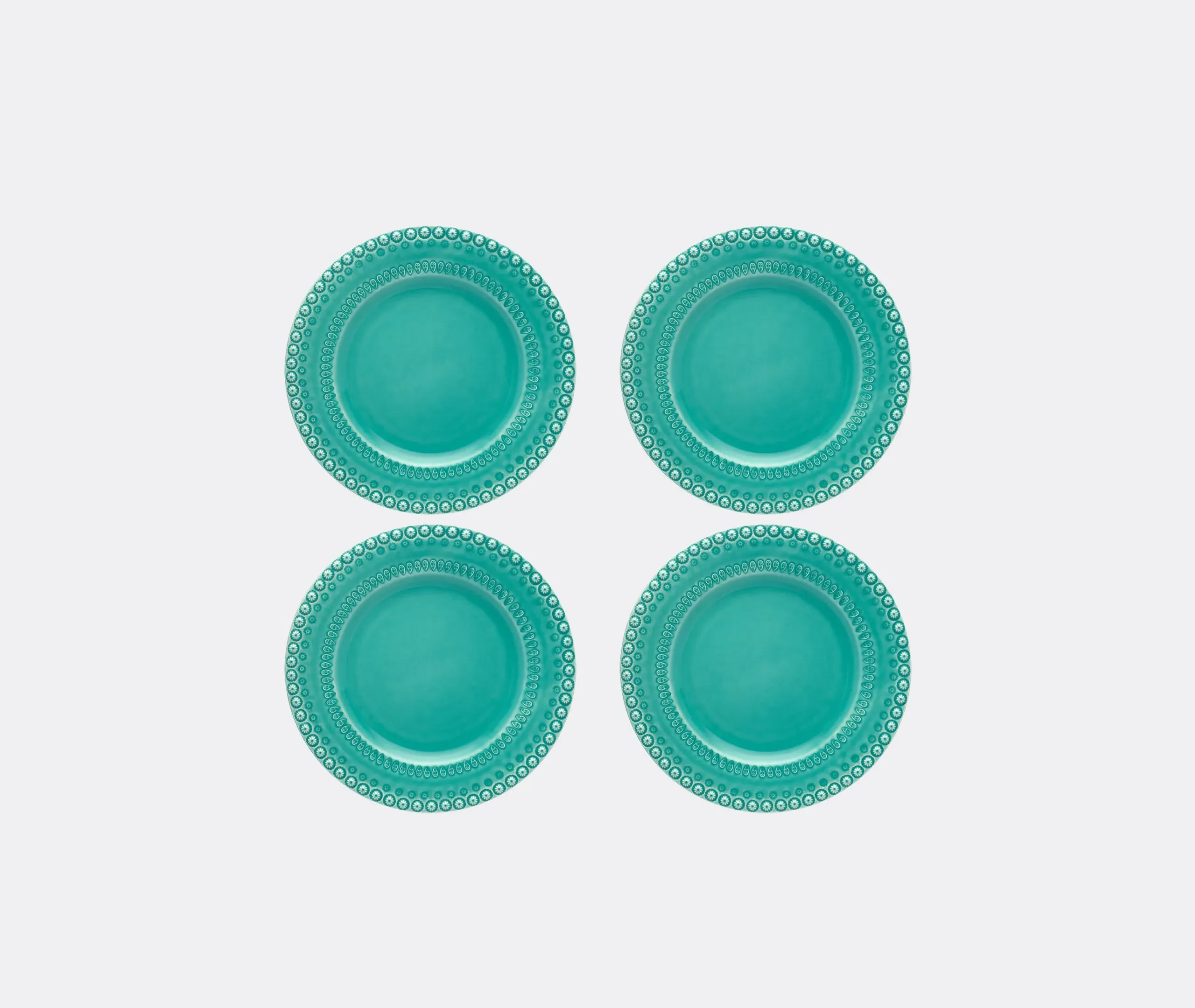 Fantasia Dinner Plate Set of Four - Turquoise, Earthenware