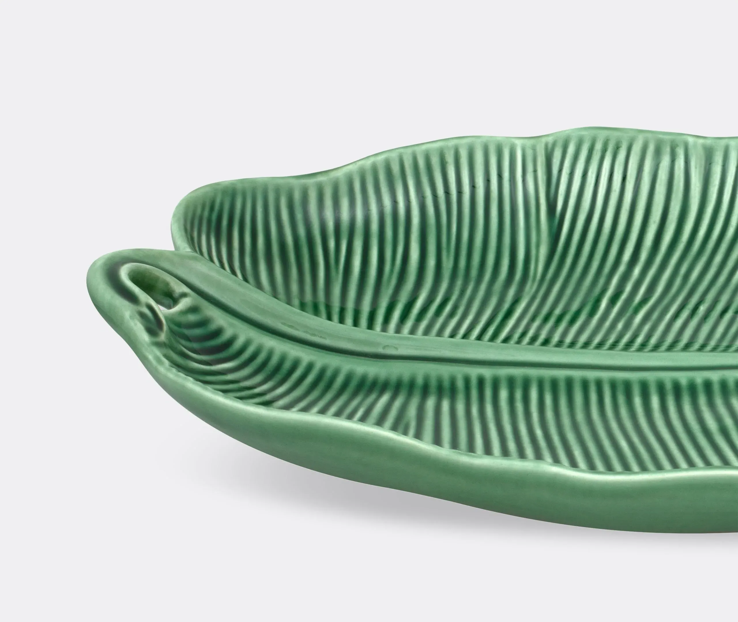 Large Banana Leaf Dish - Green, Ceramic