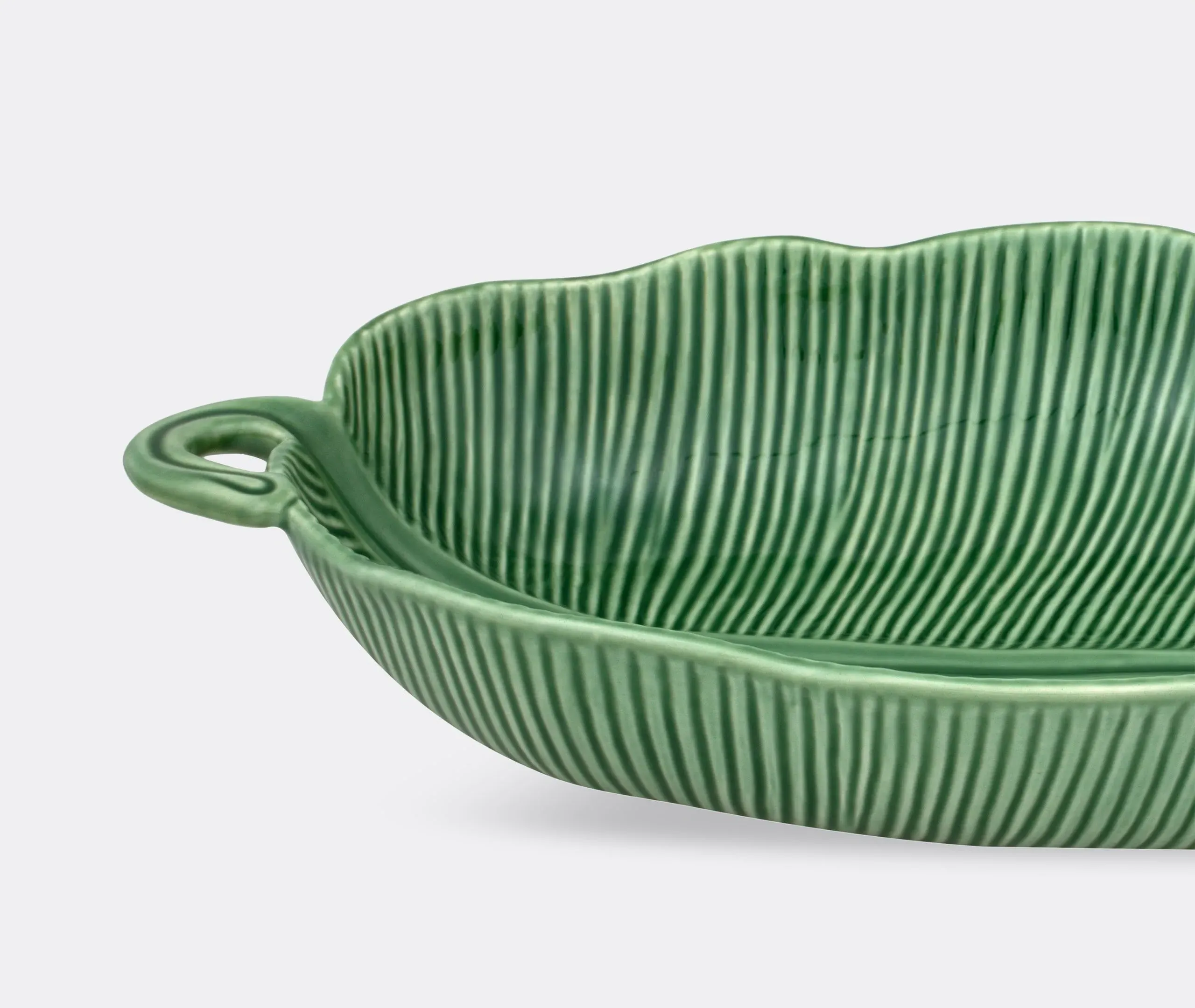 Leaf-Shaped Salad Bowl - Green, Ceramic