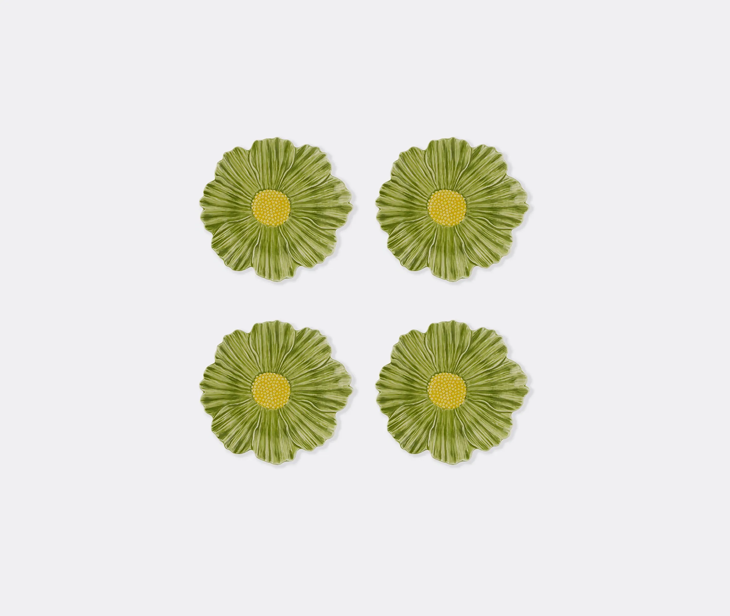 Maria Flor Dessert Plate Set of Four - Green, Glazed Ceramic product