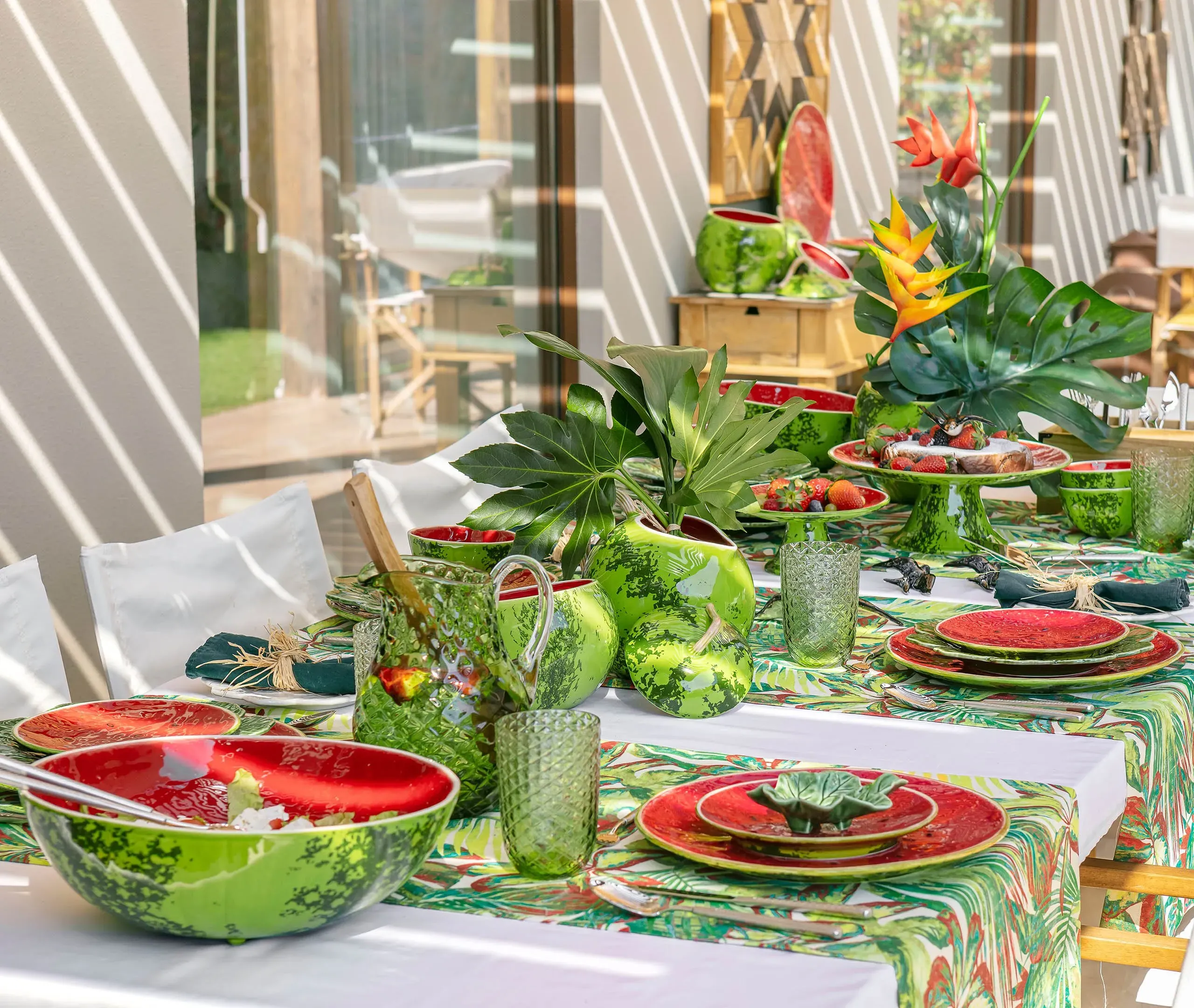 Salad Bowl Watermelon Design - Multicolour, Earthenware