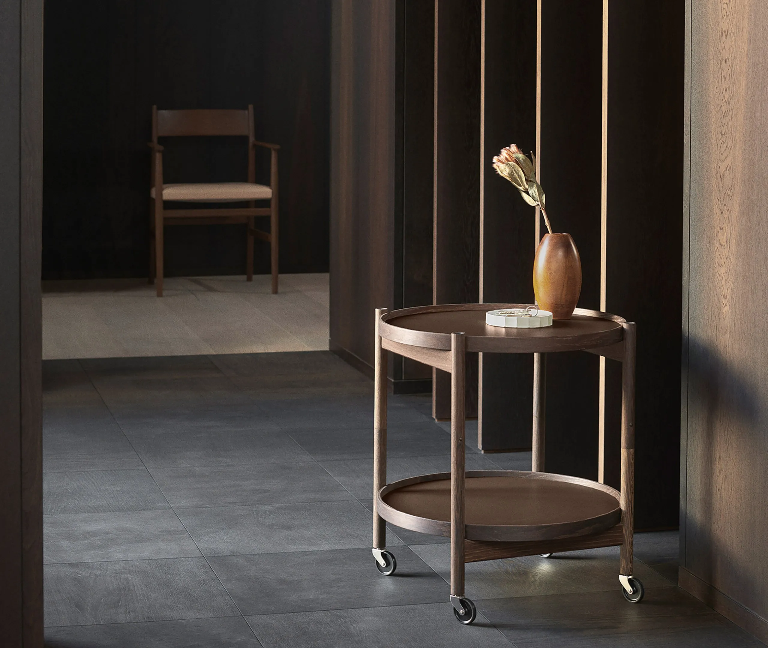 Bølling Tray Table 500mm - Beige, Fumed Oak