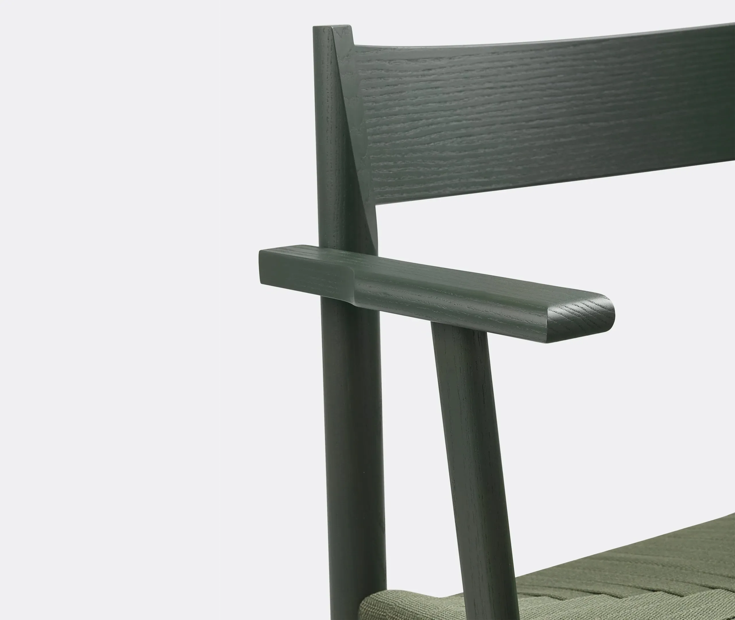 Dining Chair with Armrests - Green, Ash Wood