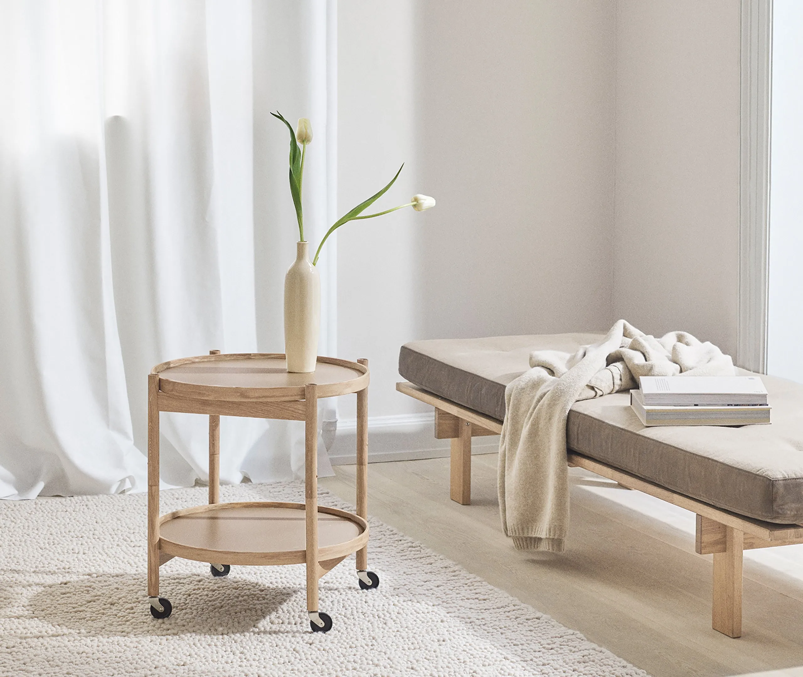 Tray Table with Reversible Tops - Beige, Oak