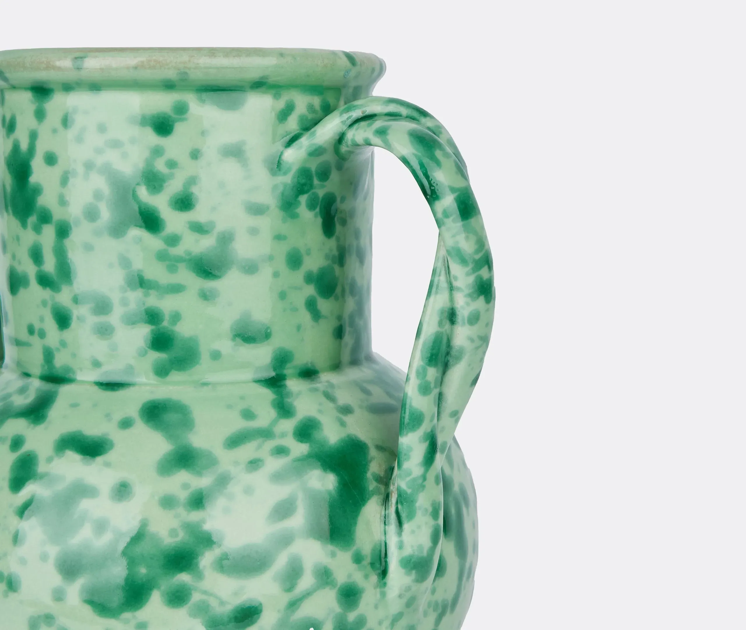 Amphora Vase with Glazed Finish - Green