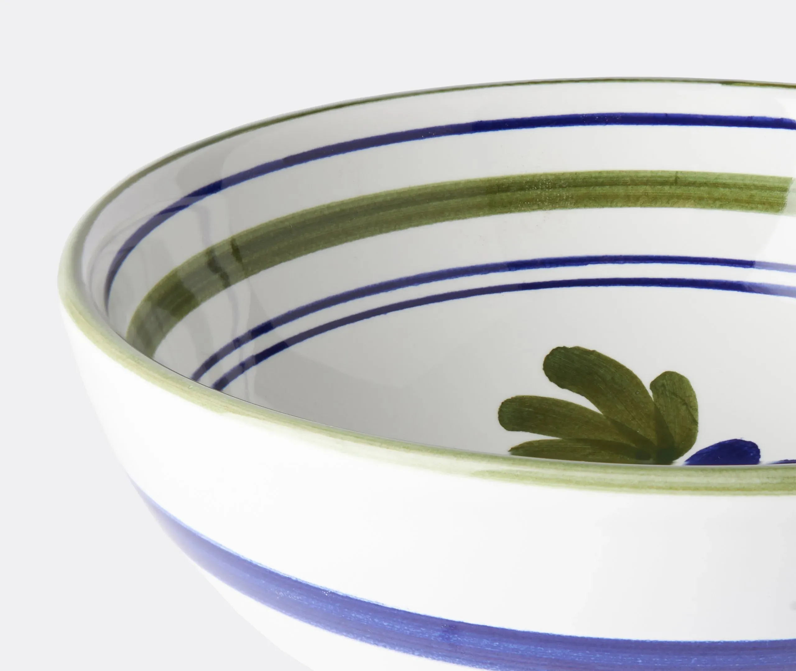 Bowl with Interior Floral Design - Blue, Ceramic