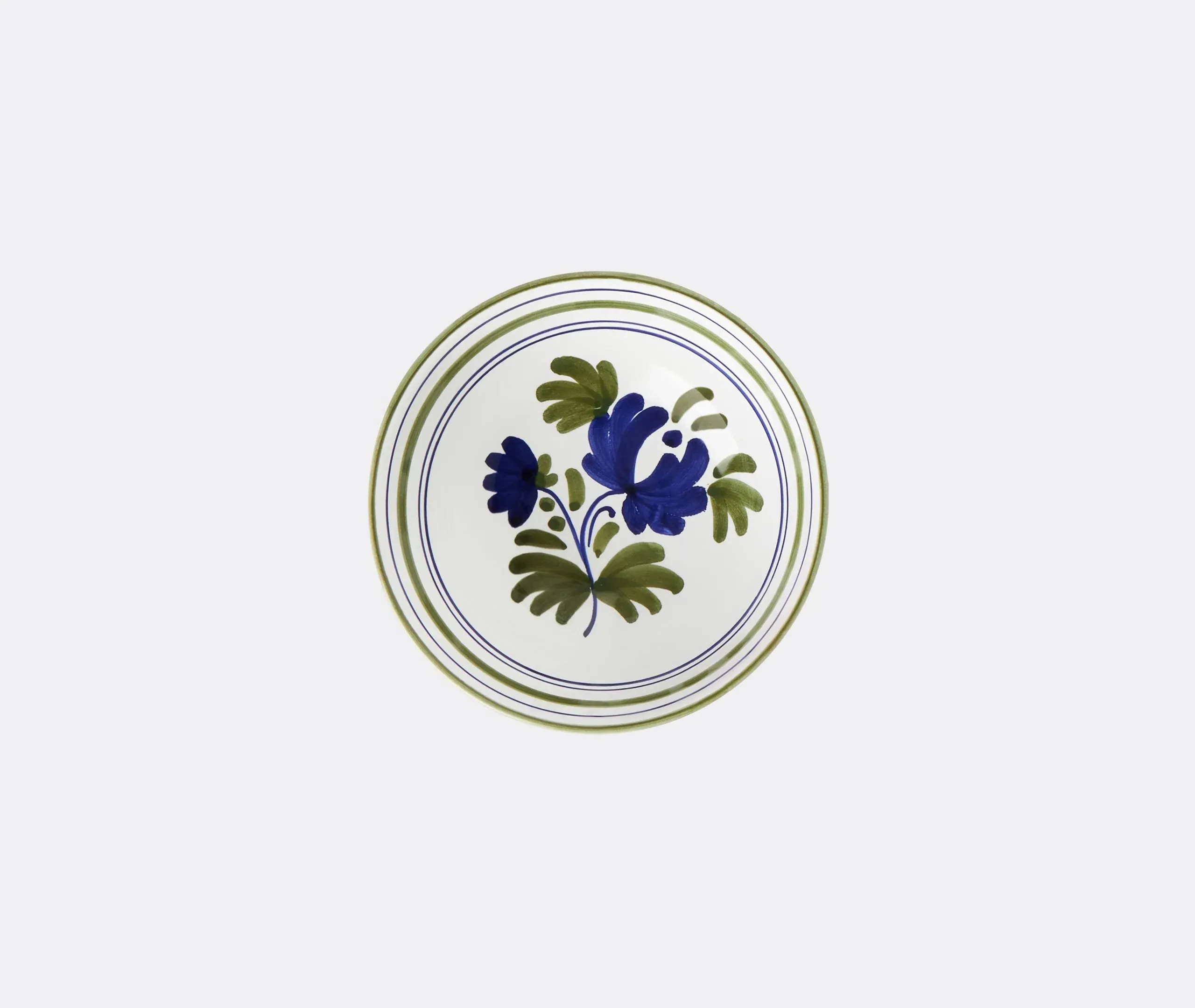 Bowl with Interior Floral Design - Blue, Ceramic