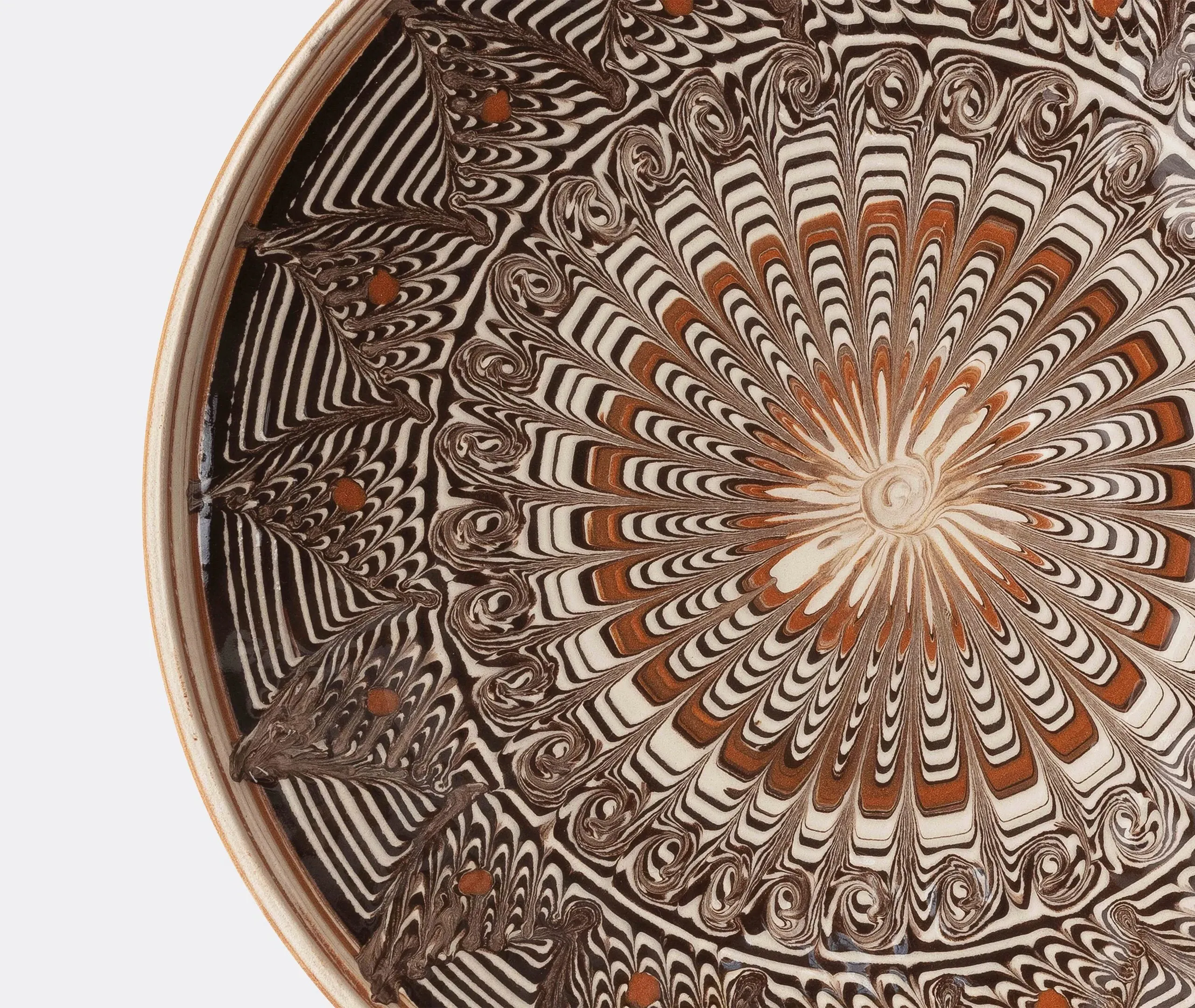 Decorative Plate with Sunburst Pattern - Beige