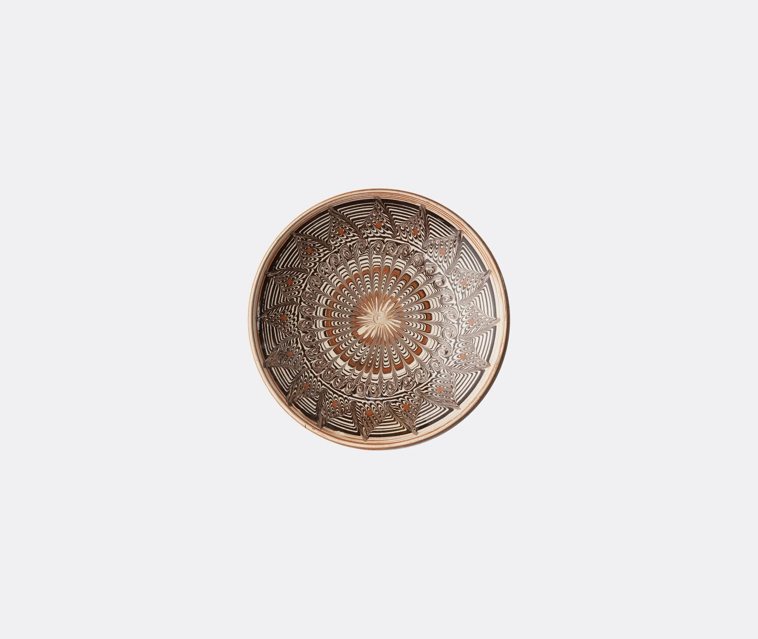 Decorative Plate with Sunburst Pattern - Beige image