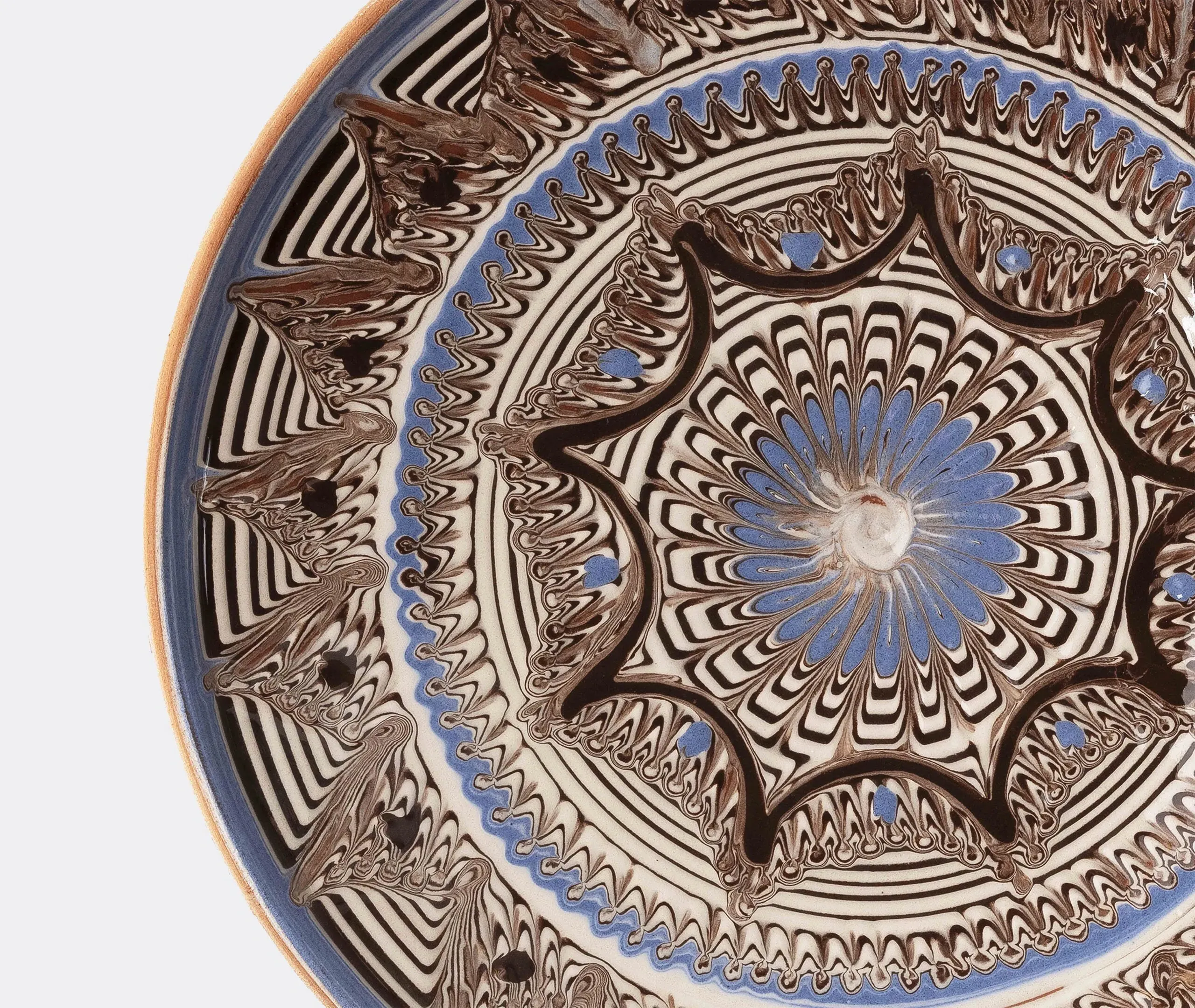 Decorative Plate with Sunburst Pattern - Blue