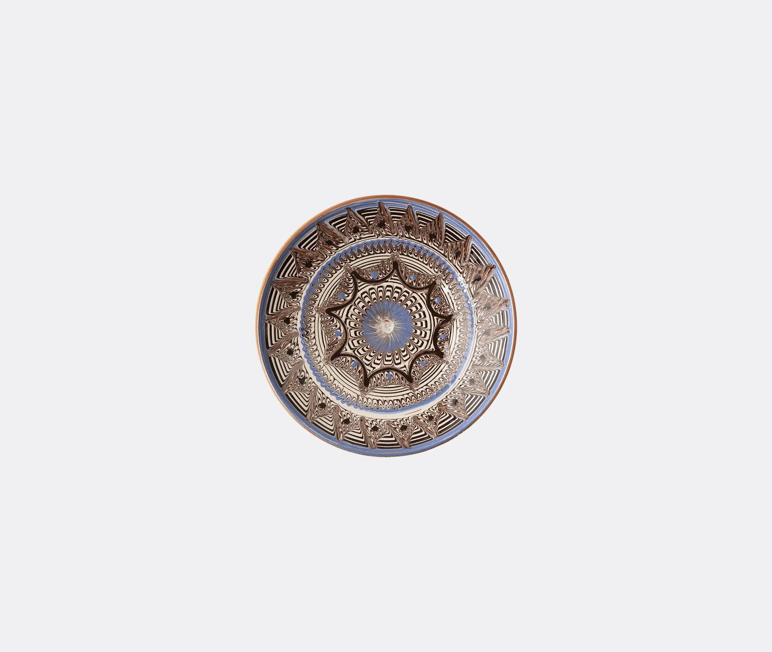 Decorative Plate with Sunburst Pattern - Blue